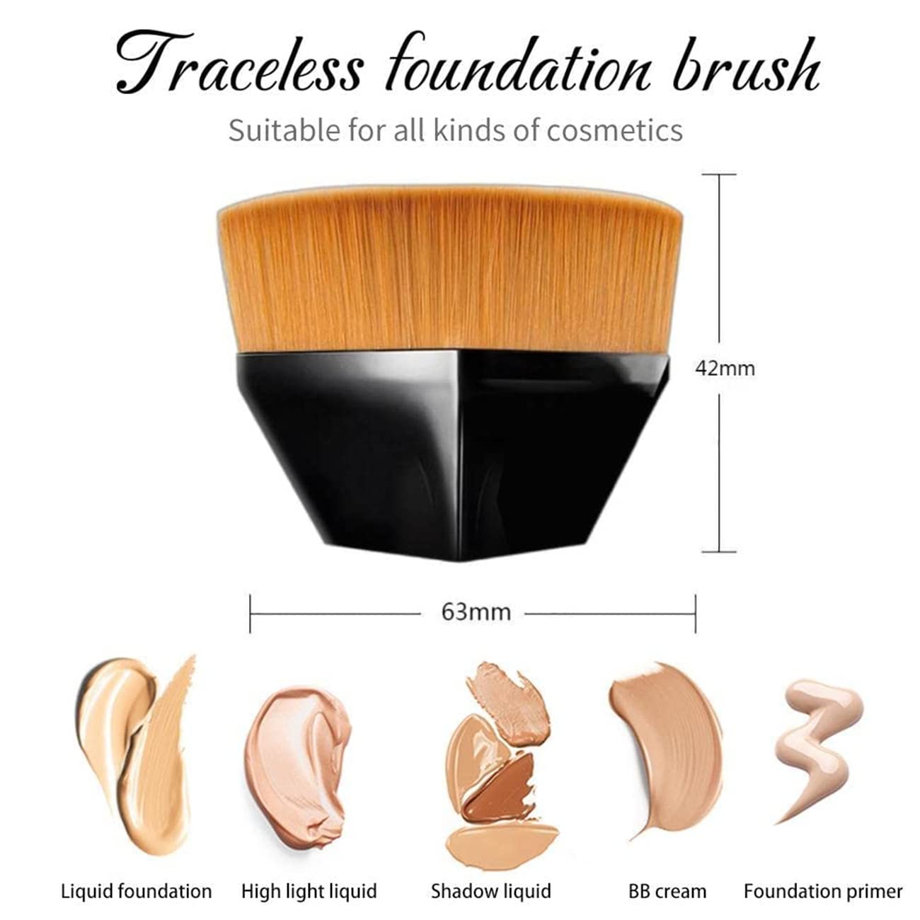 Flat Kabuki Makeup Brush for Foundation & Creams - Black & Pink - Perfect for Blending & Contouring