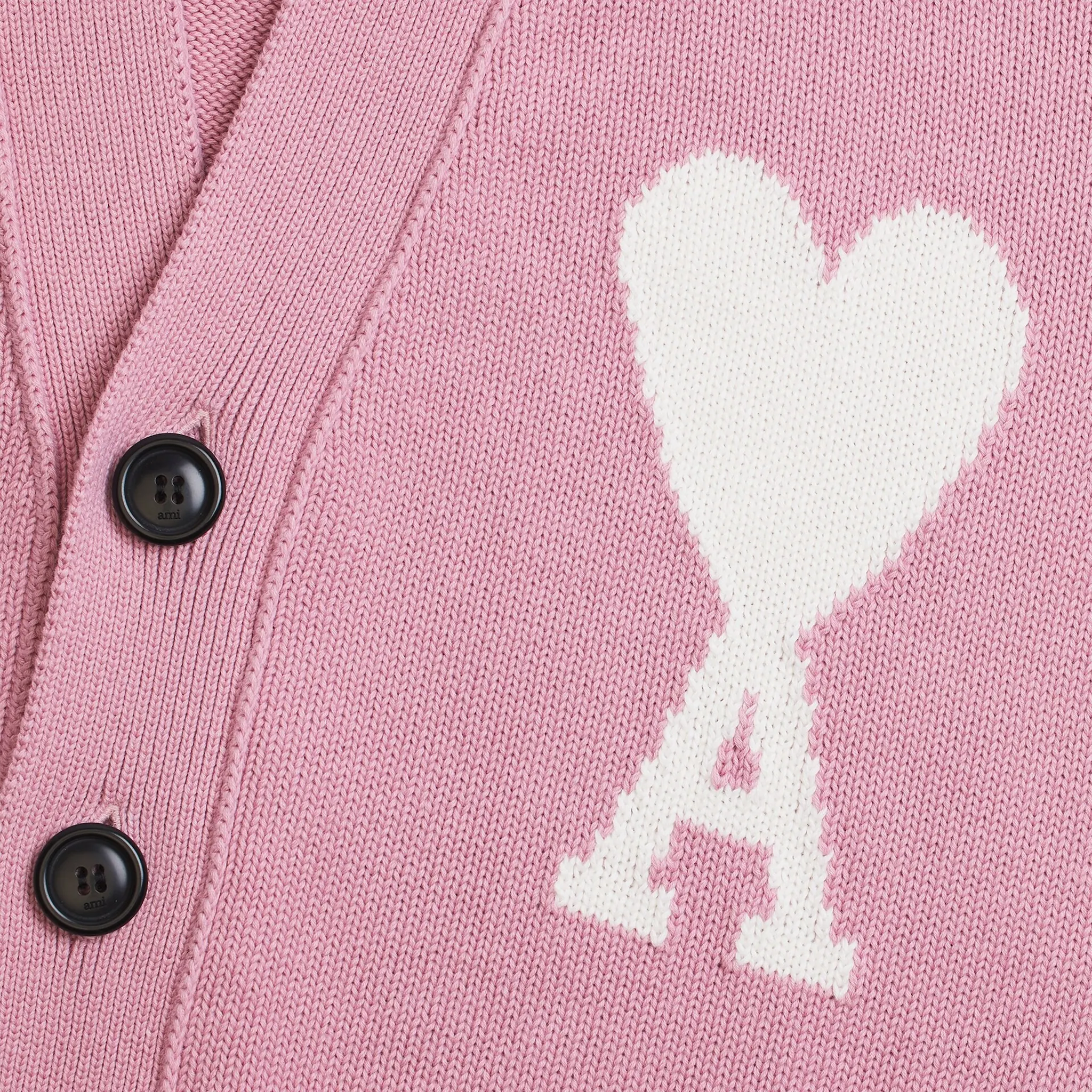 Ami Paris Ami De Coeur ADC Pink White Knit Cardigan for Women - Soft Chunky Knit Open Front Sweater | Perfect for Fall, Winter & Casual Outfits