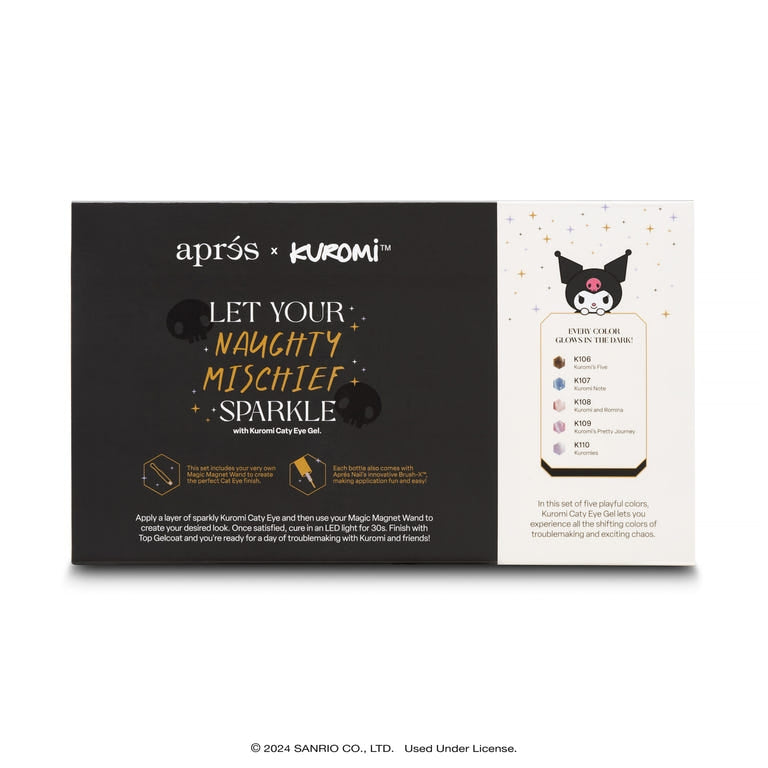 Apres x Kuromi Cat Eye Gel Nail Kit - Long-Lasting & Glossy Nail Art for Home & Salon Use