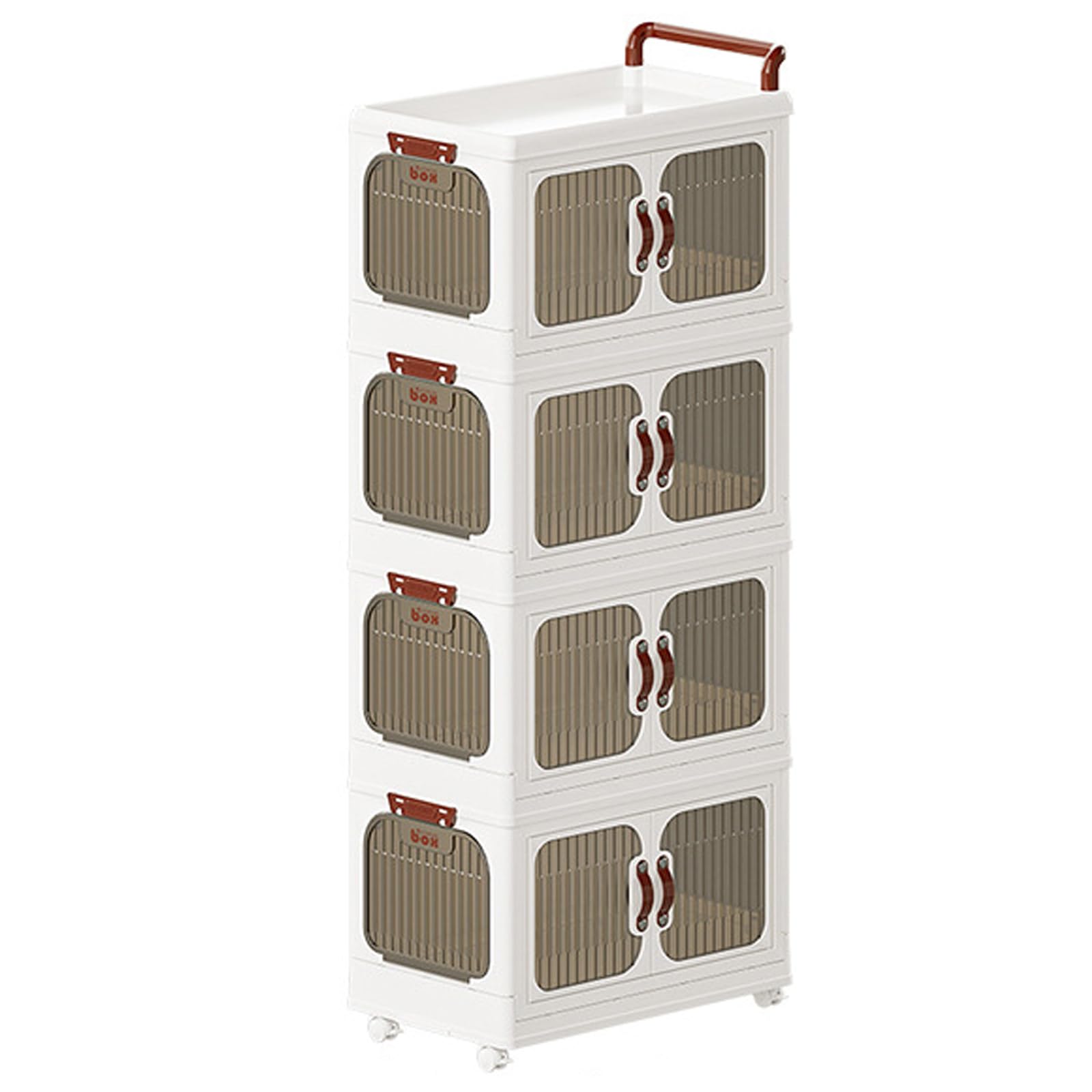 Stackable Plastic Storage Bins with Lids & Wheels - 4-Tier Collapsible Storage Cabinet with Handles for Closet, Dorm Room, Office (47.5 x 30 x 119cm) - Perfect for Organizing Clothes, Toys, Books & Home Essentials