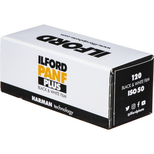 Ilford Pan F Plus 50 Black & White Negative Film - 120 Roll Film for Medium Format Cameras - Perfect for Landscape, Portrait, and Street Photography