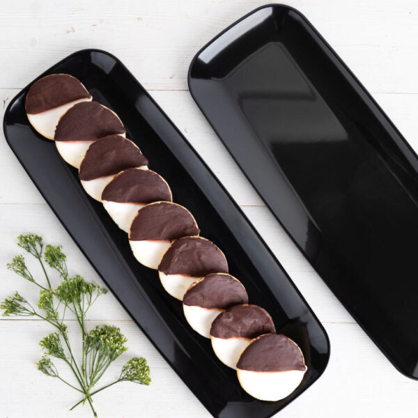 Organic Black Rectangle Serving Tray Set of 2 - 17.5 Inch Large Wooden Appetizer Platter for Charcuterie, Cheese, Snacks - Perfect for Parties, Entertaining & Home Decor