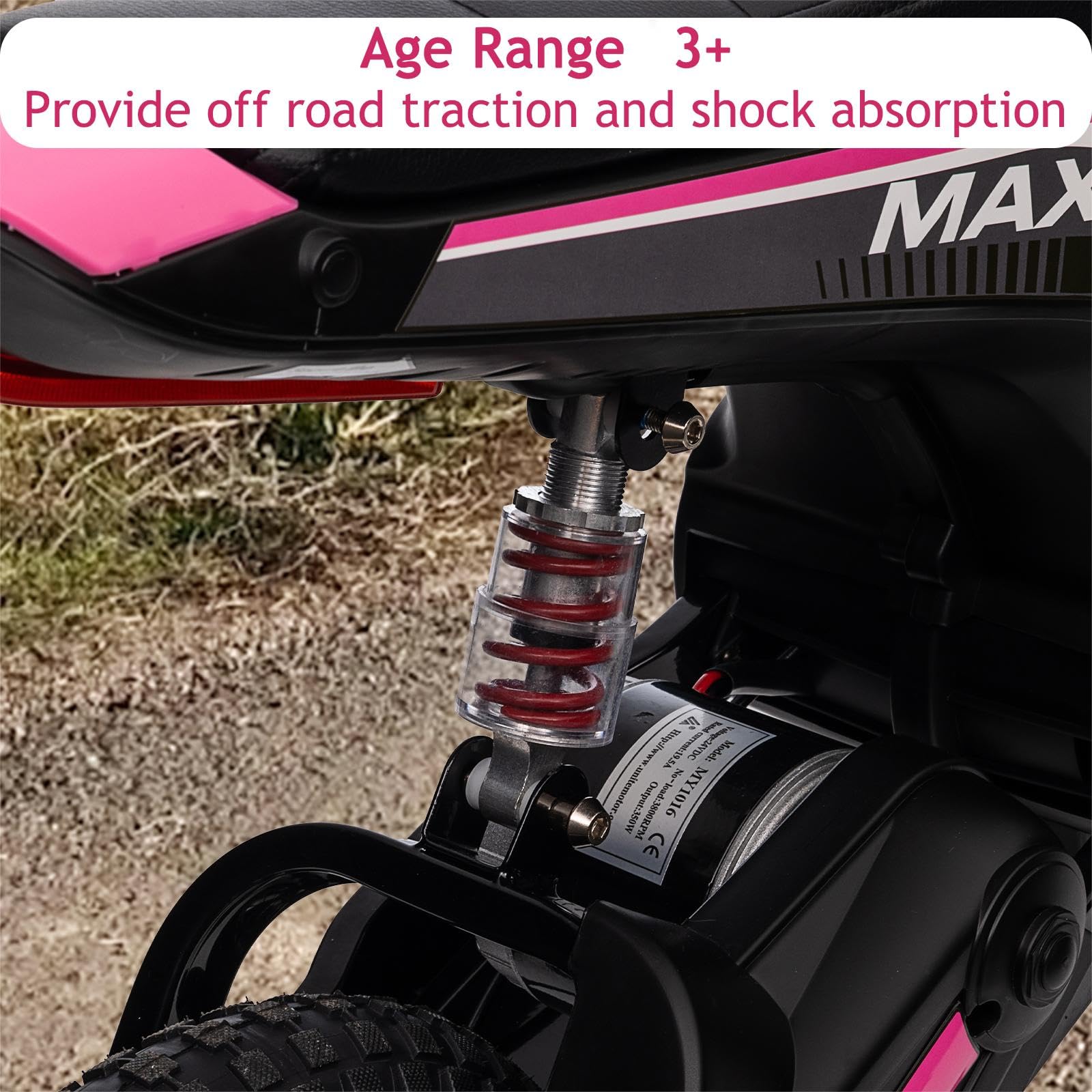 GARVEE 24V 10A 350W Kids Electric Dirt Bike - 14.29MPH Top Speed, 3-Speed Modes, Ages 5-17, Pink | Perfect for Off-Road Adventures, Backyard Riding & Outdoor Play
