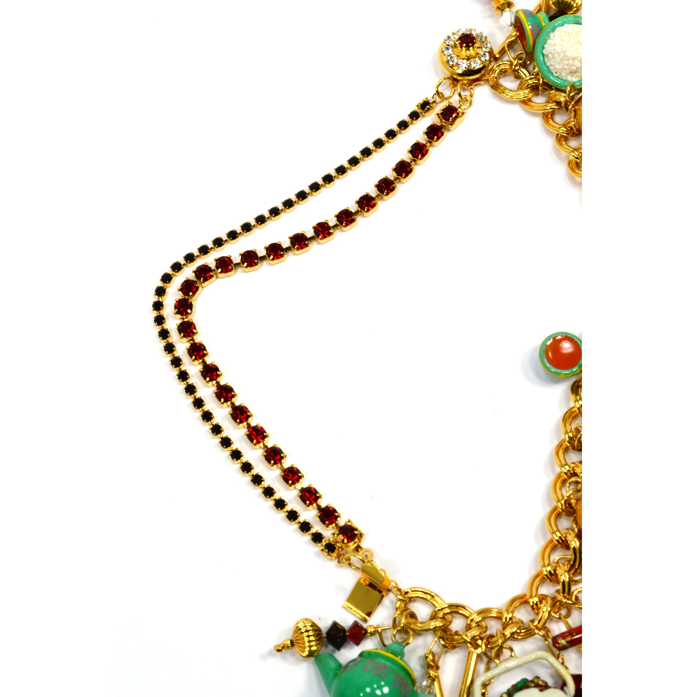 Stylish Chinese Takeout Charm Bracelet with Teapot & Chopsticks - Perfect for Asian-Themed Parties, Gifts, and Fashion Accessories