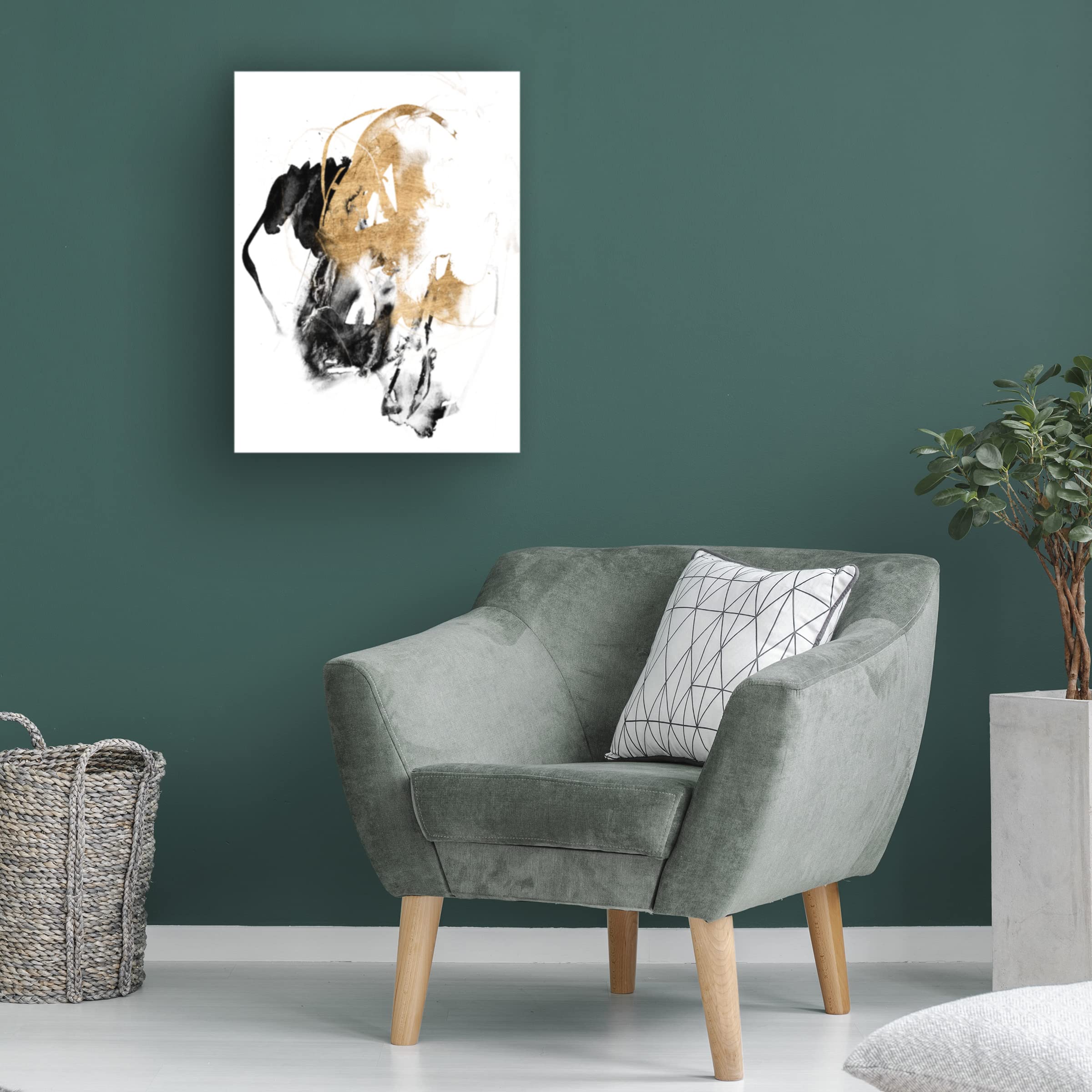 Jennifer Goldberger 'Black And Gold Splash II' Canvas Wall Art - Modern Abstract Painting for Living Room, Bedroom & Office Decor