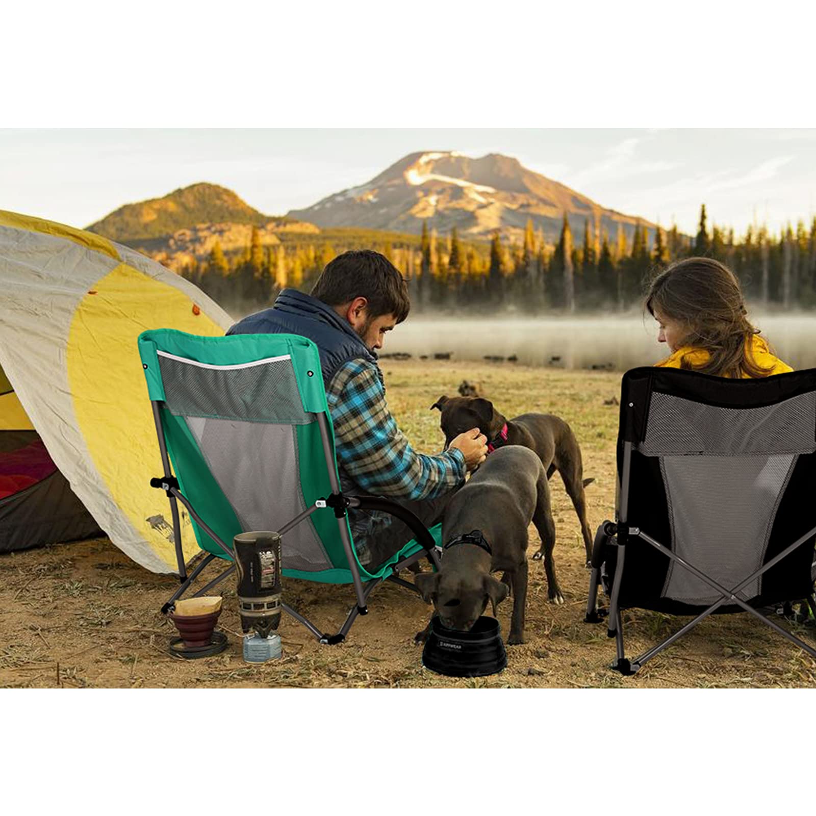 G4Free Folding Beach Chair - Portable Backpack Camping Chair for Adults with Mesh Back Support - Perfect for Beach, Picnic, Park, and Outdoor Relaxation
