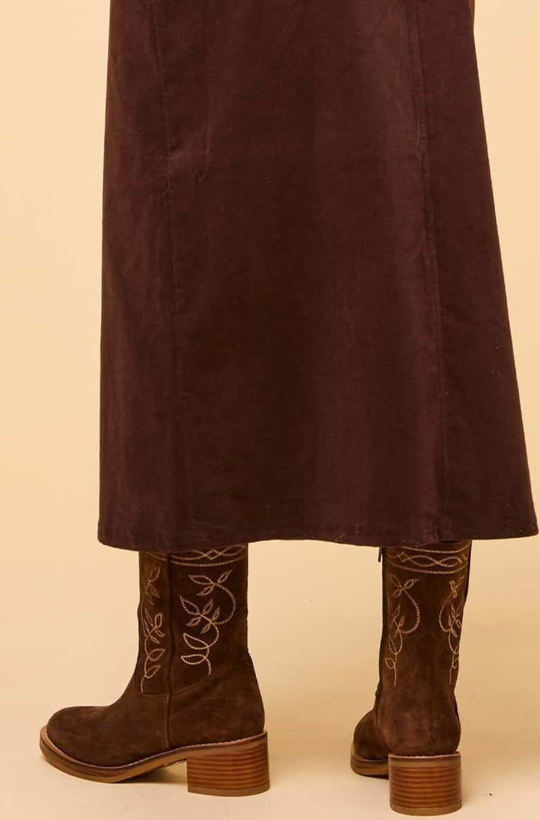 ALPE Ella Suede Boots for Women - Chocolate Brown Ankle Boots with Block Heel | Perfect for Fall, Winter & Casual Outfits