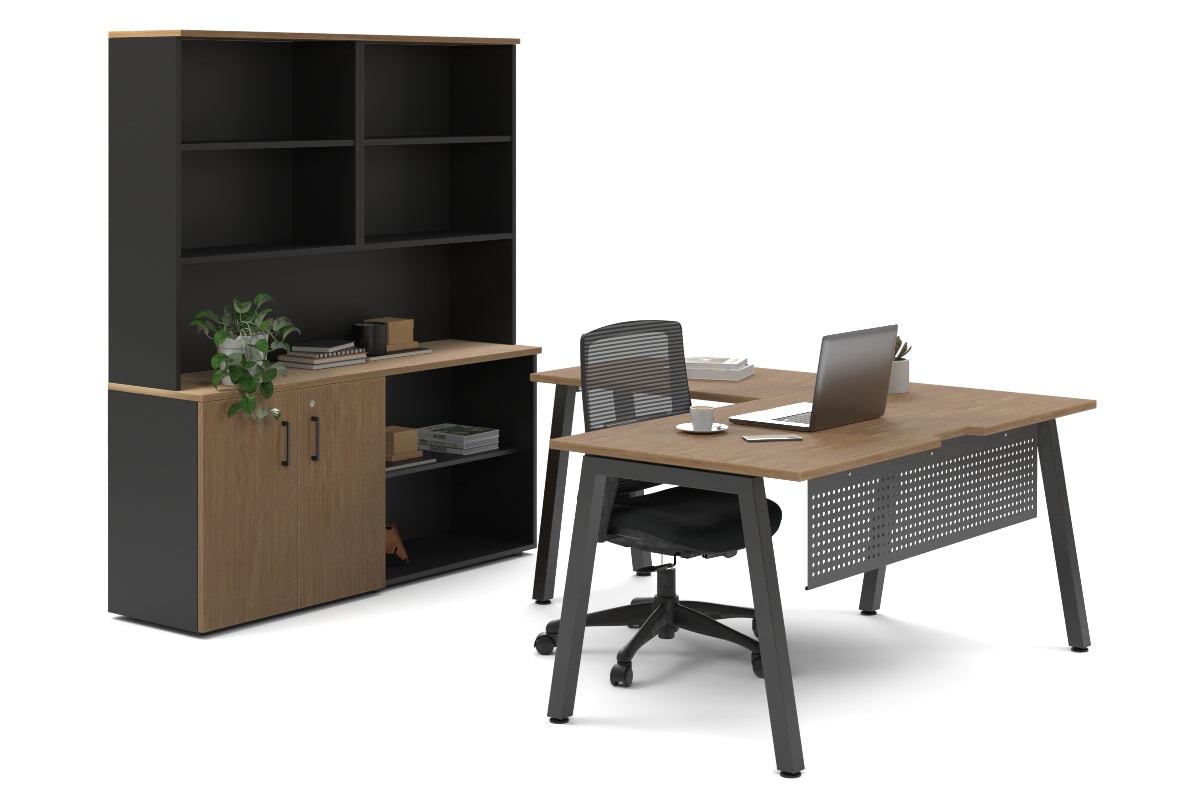 Premium L-Shaped Quadro A Legs Executive Desk - Black Metal Legs [1800L x 1700W] - Perfect for Home Office & Modern Workspace Setup