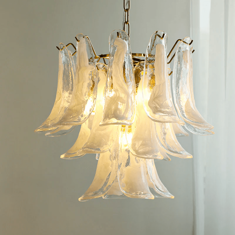 Handcrafted Murano Glass Petals Chandelier - Elegant Venetian Crystal Ceiling Light Fixture for Dining Room, Living Room & Bedroom Decor