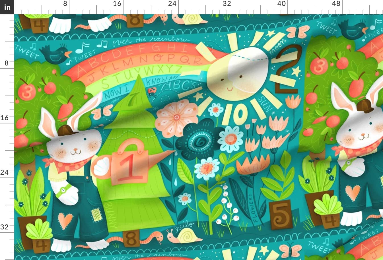 Premium Spoonflower Fabric - Garden Play School Teacher Print on Soft Minky Fabric by The Yard - Perfect for Sewing Baby Blankets, Quilt Backing & Plush Toys | DIY Nursery Decor, Kids Room Projects & Handmade Gifts