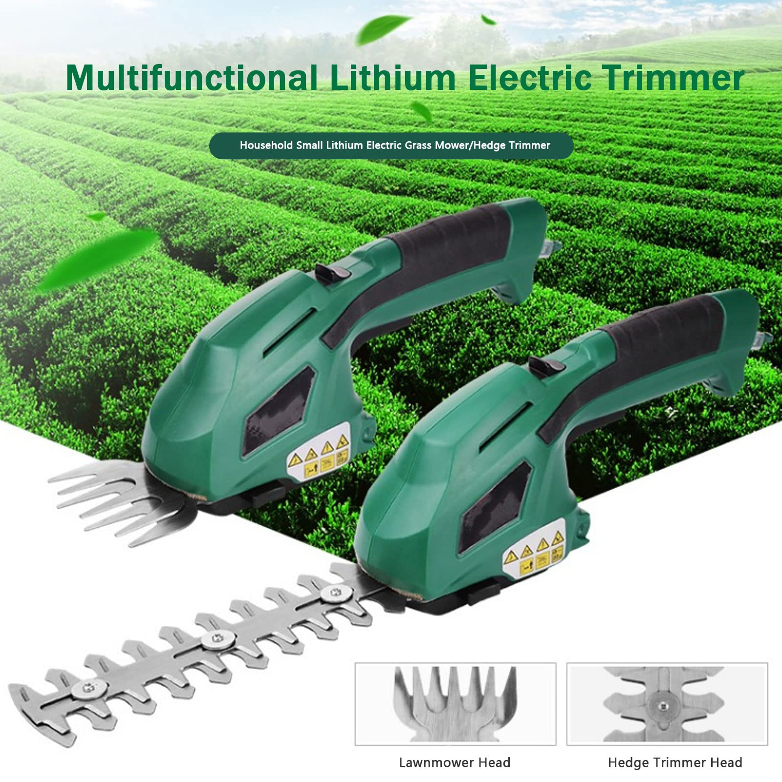2-in-1 Rechargeable Electric Hedge Shears with 7.2V Battery - Dual Blade Cordless Grass Trimmer, Lightweight Handheld Shrub Clippers with Safety Lock & Charger Included - Perfect for Lawn Care, Garden Trimming & Landscaping