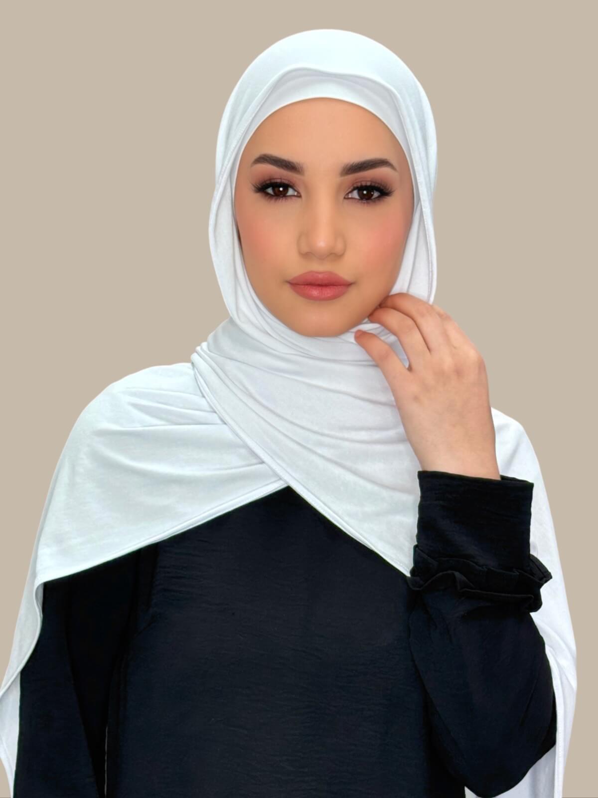 Premium Jersey Hijab Scarf - Soft & Breathable White Muslim Headscarf for Women - Perfect for Daily Wear, Prayer, and Modest Fashion