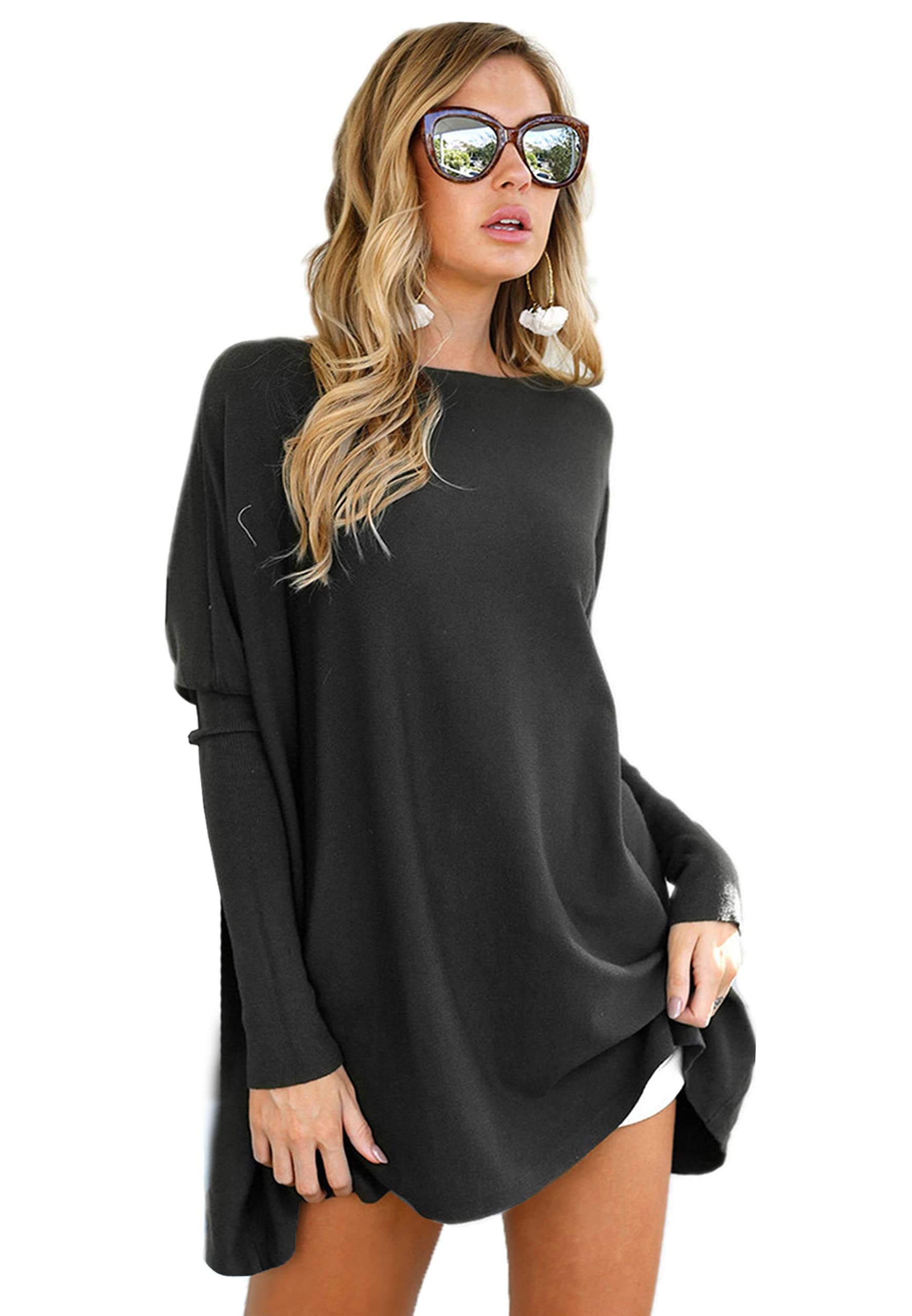LIYOHON Women's Oversized Tunic T-Shirts - Long Sleeve Fall Sweater Tops for Leggings | Casual Loungewear, Work from Home Outfits & Autumn Layering Essentials