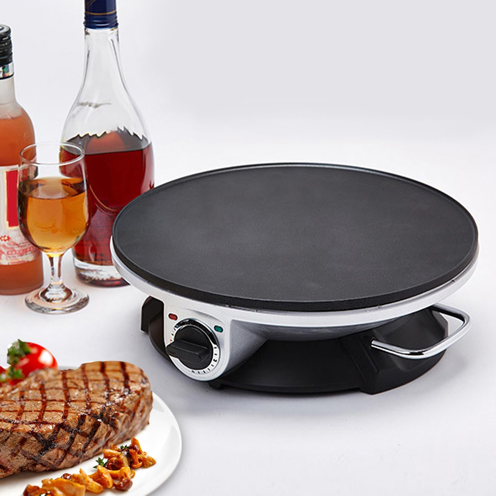 13 Inch Electric Crepe Maker - 1000W Stainless Steel Pancake Machine with 3-Temperature Control & Fast Heating - Perfect for Making Crepes, Pancakes, Blintzes, and Egg Rolls - Ideal for Home Breakfast, Brunch, and Party Cooking
