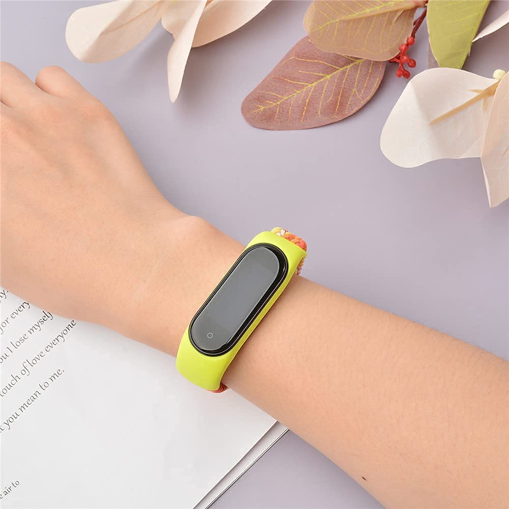 Adjustable Nylon Braided Solo Loop Strap Compatible with Xiaomi Mi Band 6/5/4/3 - Stretchy Sport Replacement Wristband for Fitness Tracking & Daily Wear