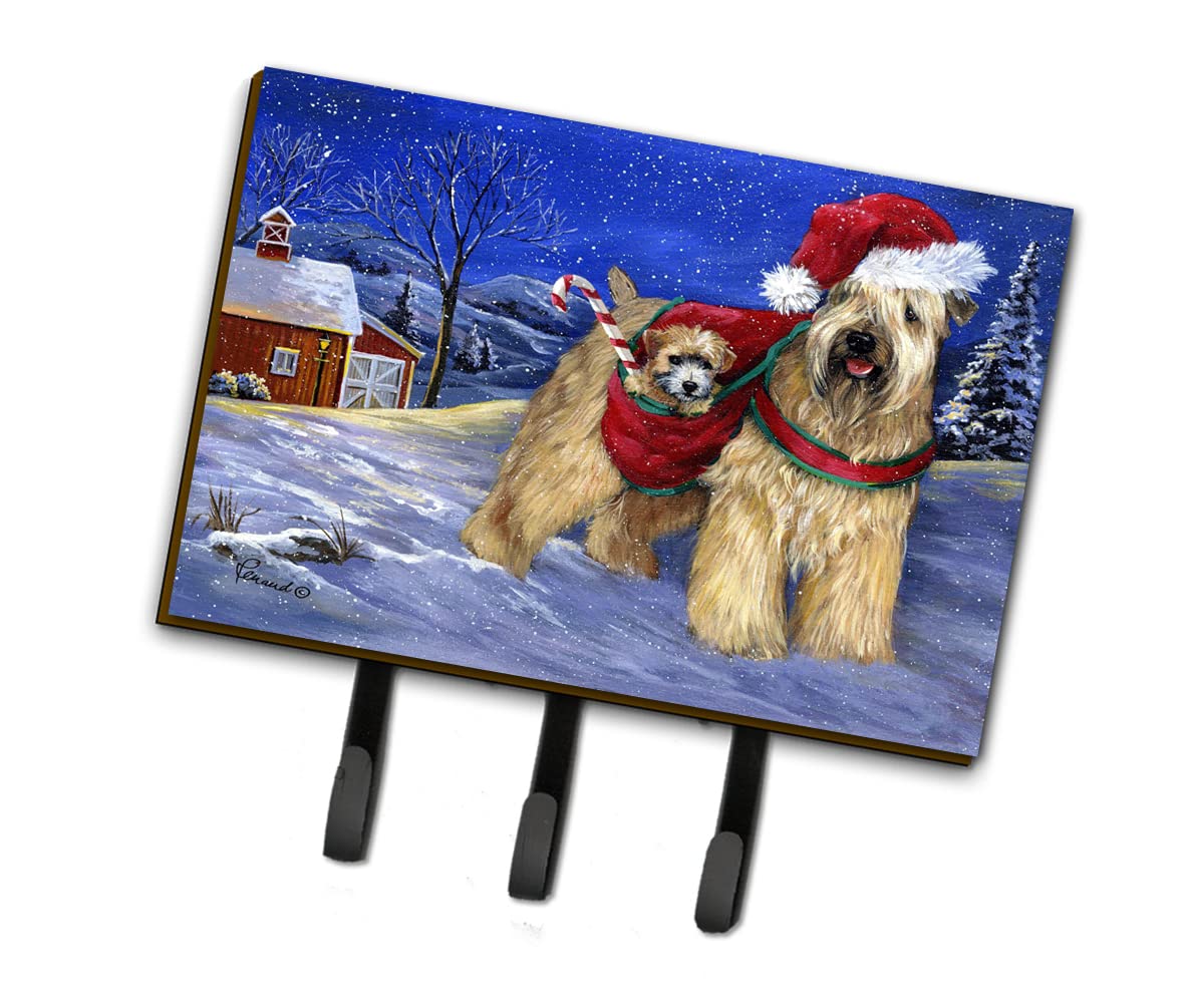 Caroline's Treasures PPP3275TH68 Wheaten Terrier Christmas Leash & Key Holder Wall Hook - Decorative Coat Rack for Hanging Keys, Towels, Aprons & Leashes - Perfect for Entryway, Kitchen & Pet Organization