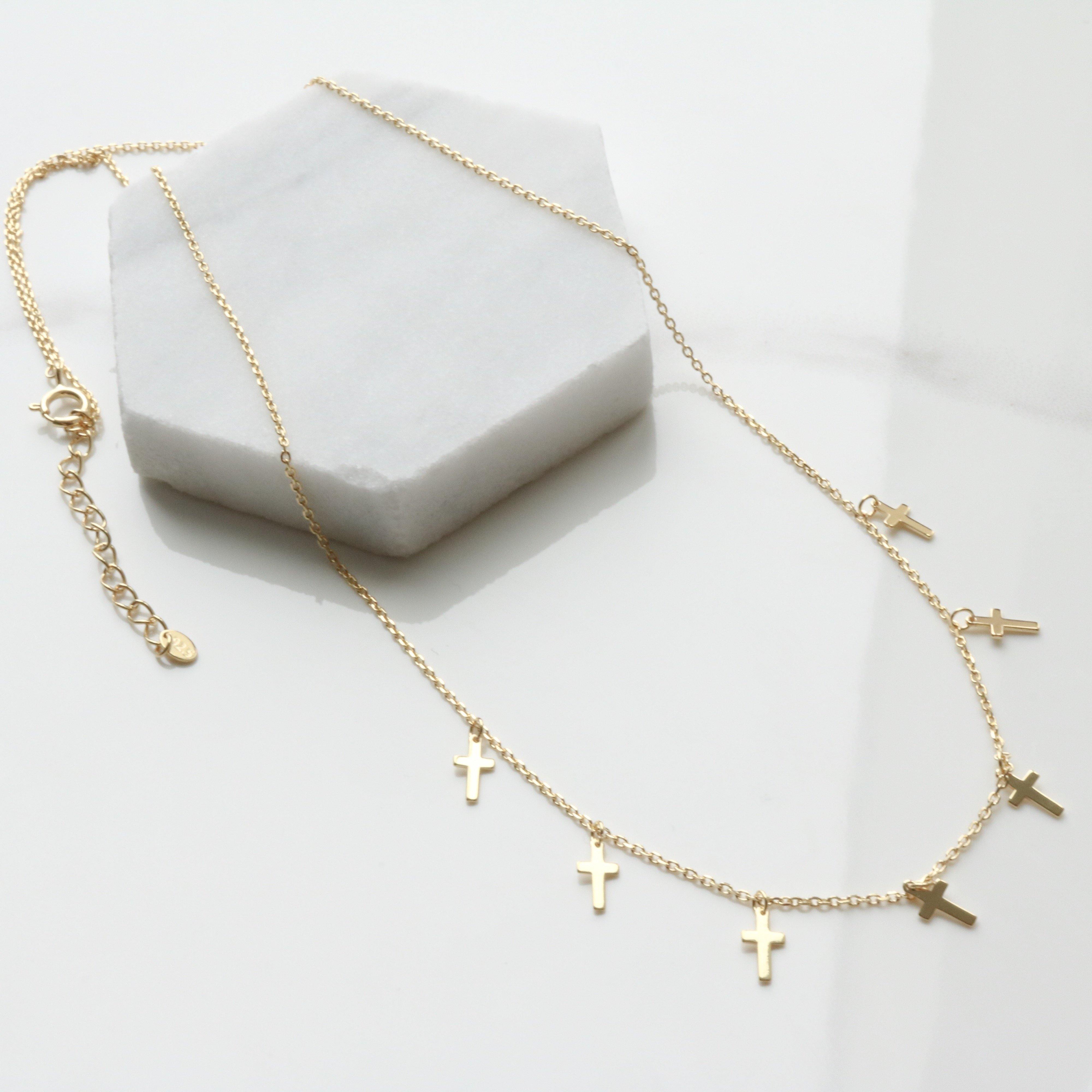 Elegant Cross Charm Necklace for Women - Sterling Silver Religious Pendant Jewelry Gift for Christmas, Baptism & Everyday Wear