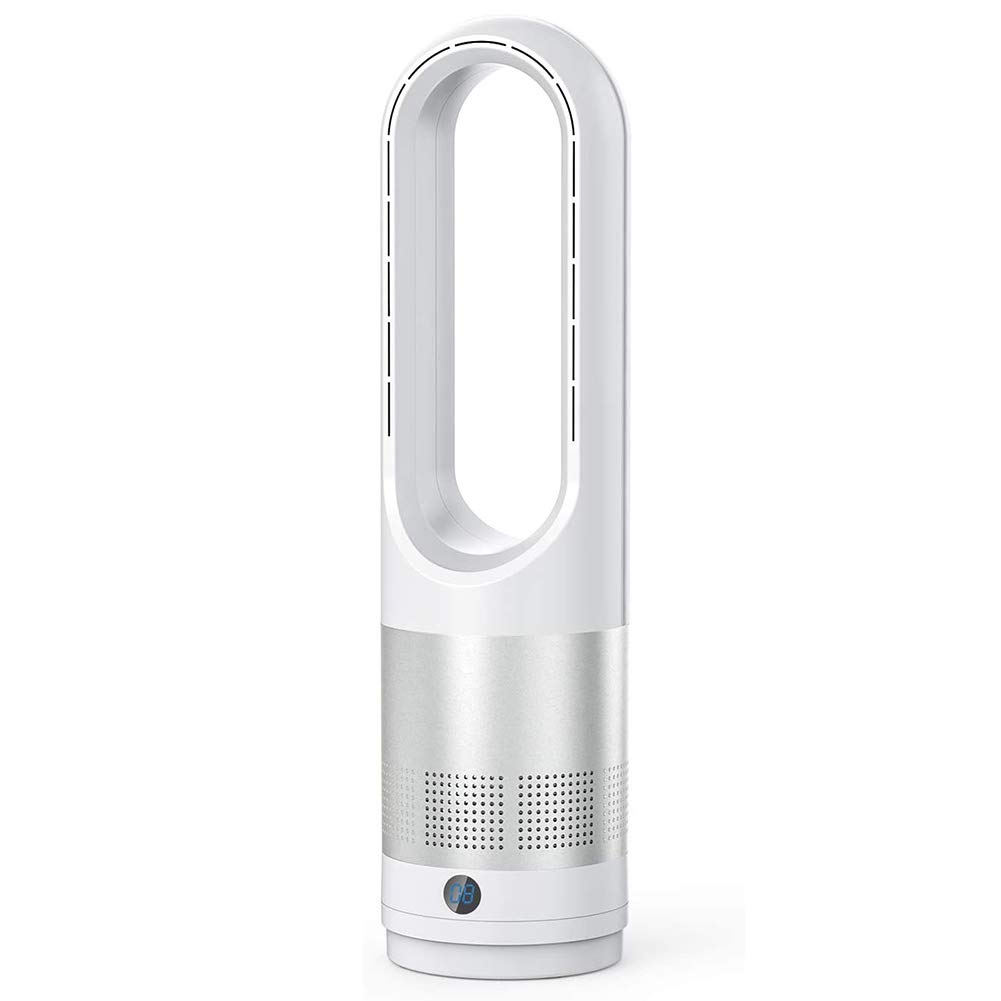 SETSCZY Bladeless Tower Fan with Remote Control - 8 Speed Settings, 8 Hour Timer, Ultra Quiet Oscillating Cooling Fan for Home, Office & Bedroom - Safe Touchable Pedestal Design, White | Perfect for Summer Cooling, Night Use & Workspaces