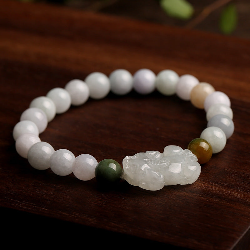 Natural Jade Pixiu Pendant Necklace for Women & Men - Lucky Wealth Attracting Beaded Bracelet - Perfect for Feng Shui, Gift Giving and Spiritual Protection