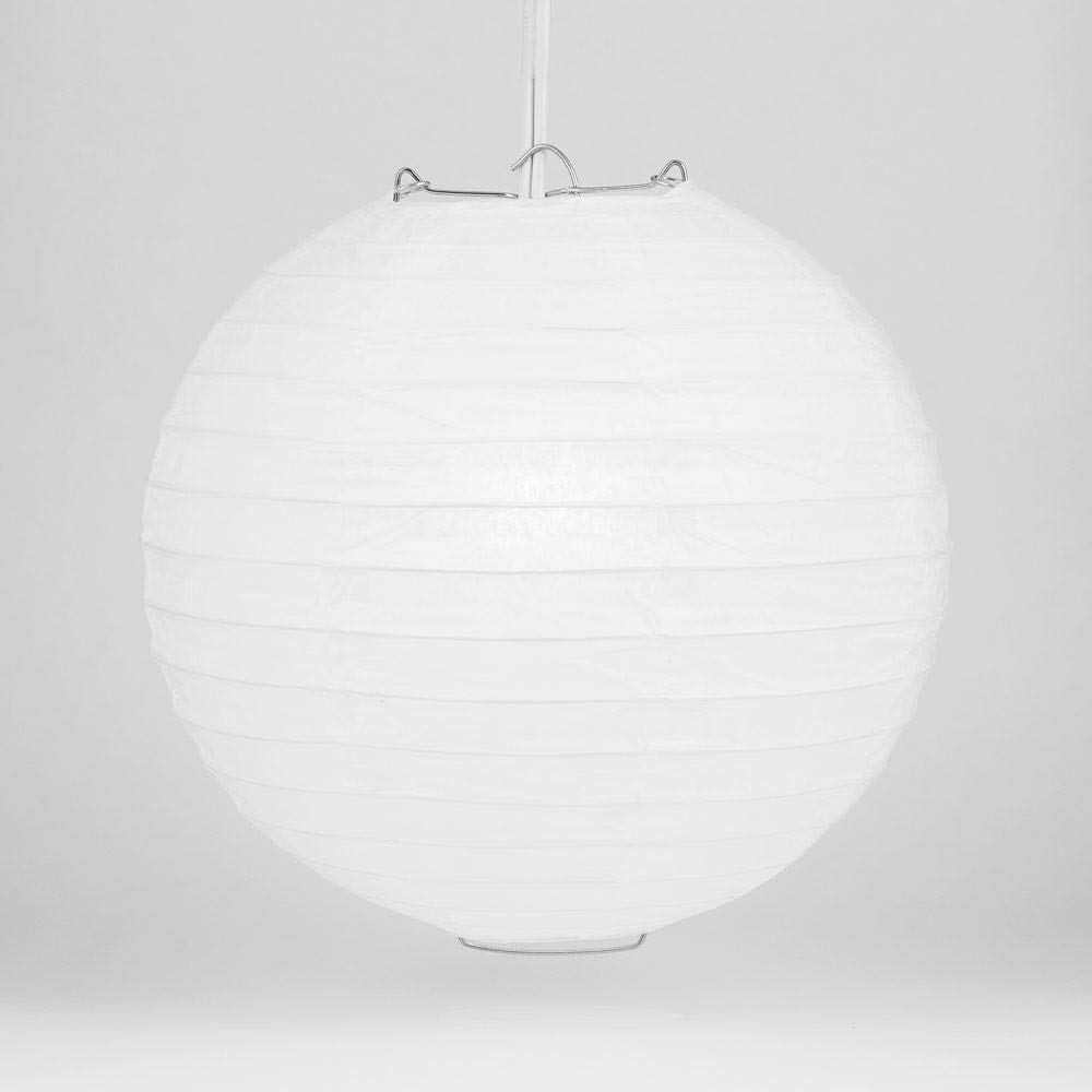 Bulk 18 Inch White Round Paper Lanterns - 100 Pack Hanging Decorations with Even Ribbing for Party, Wedding, Festival & Home Decor