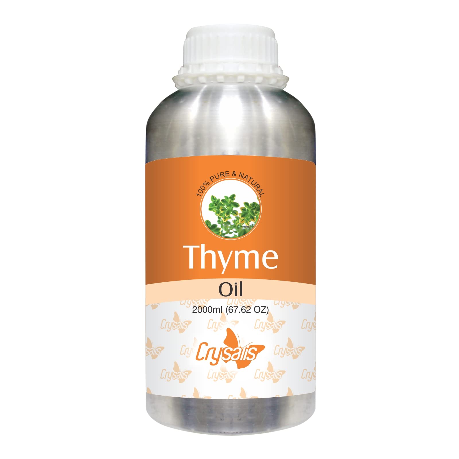 Pure Thyme Essential Oil (Thymus Vulgaris) - 67.62 Fl Oz (2L) - Natural Aromatherapy, Skin Care & Home Diffuser Oil for Relaxation & Wellness