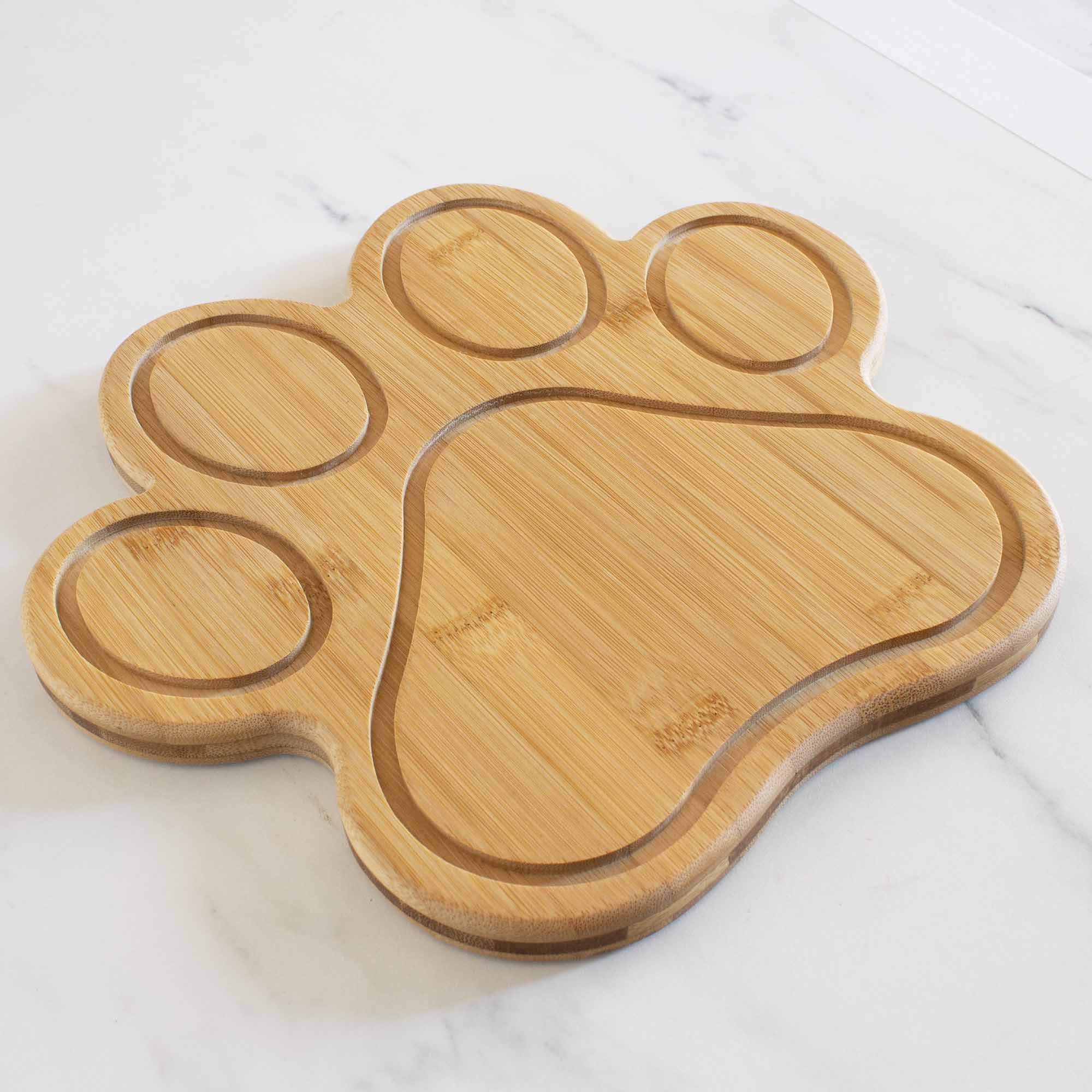 Paw Shaped Cutting Board - 11 x 10 Inch Non-Slip Bamboo Chopping Board for Kitchen, Perfect for Pet Lovers & Home Chefs - Ideal for Slicing Fruits, Vegetables & Serving Charcuterie