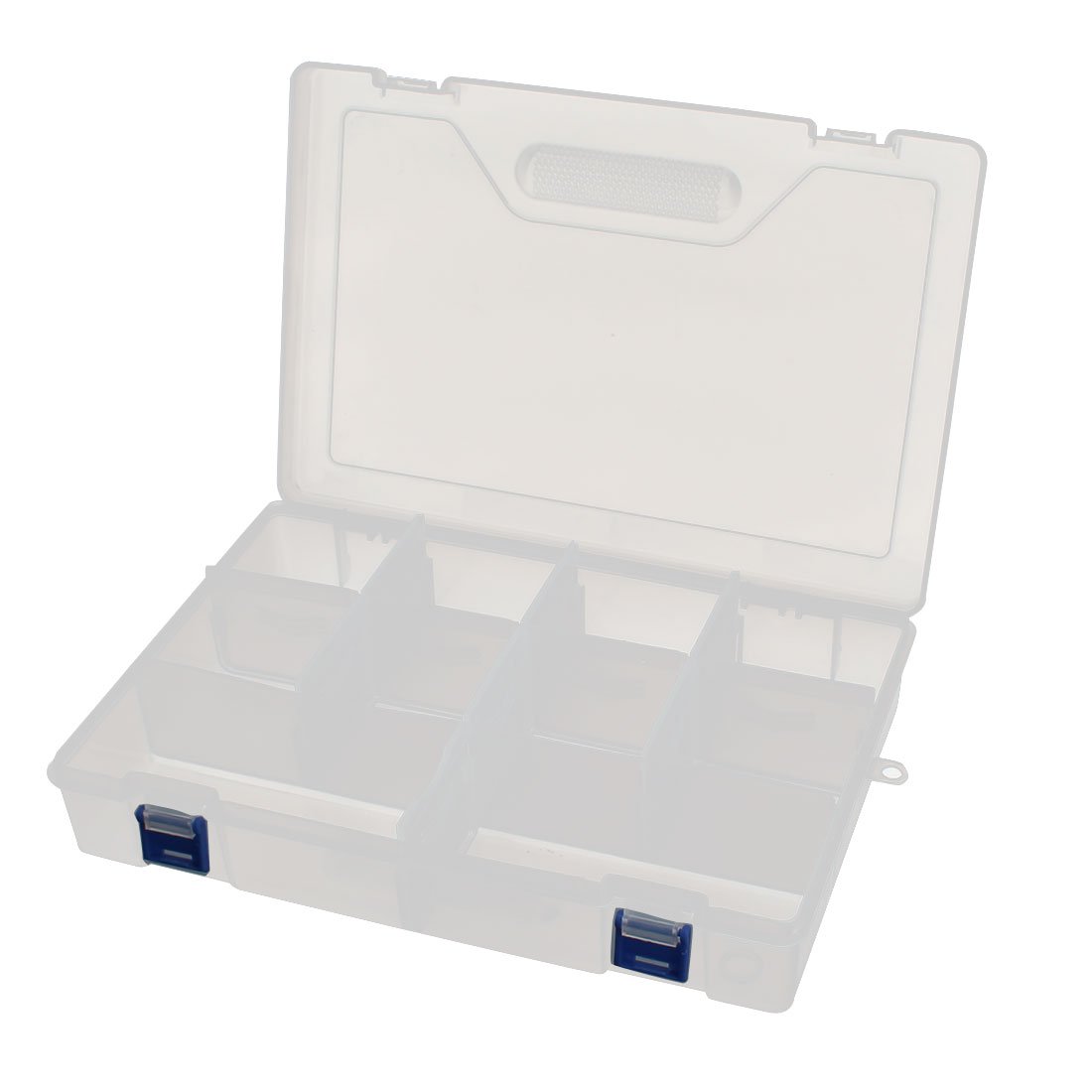 10-Slot Adjustable Rectangle Tool Organizer - Clear & White Electronic Parts Storage Box for DIY, Crafts, and Home Repair Organization