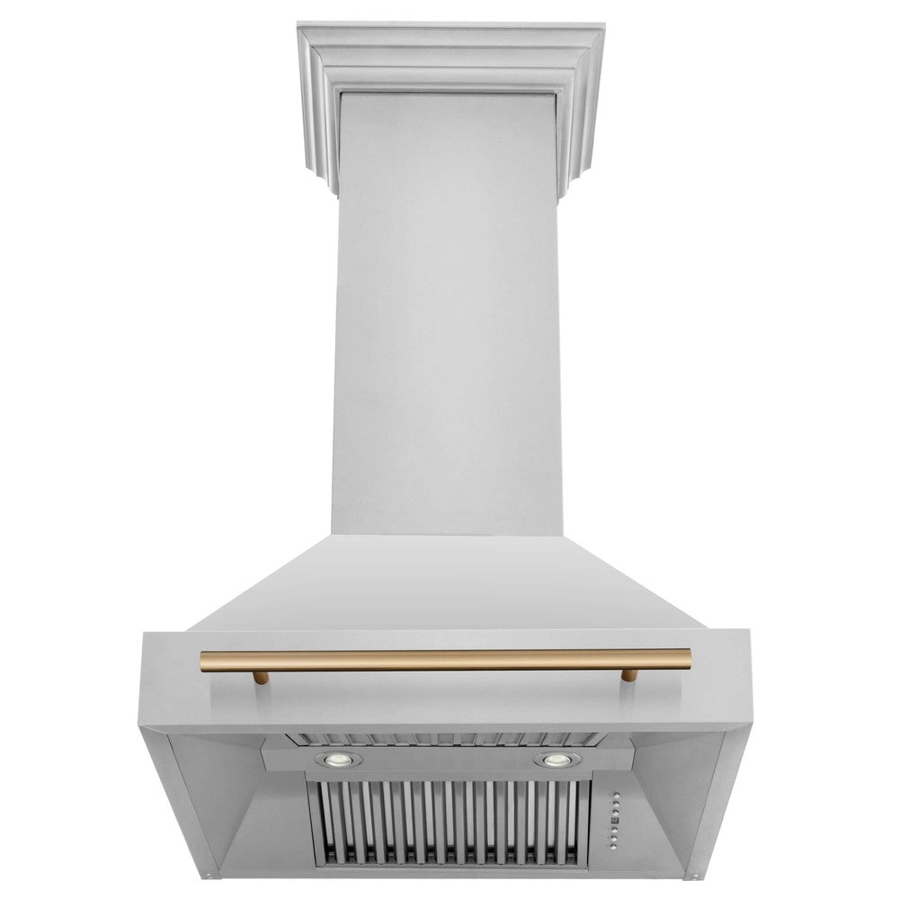 ZLINE Autograph Edition 30 Inch Stainless Steel Range Hood - Professional Kitchen Vent Hood with Stainless Steel Shell & Accent Handle (Model 8654STZ 30) - Perfect for Modern Kitchens, Restaurants & Open Concept Homes
