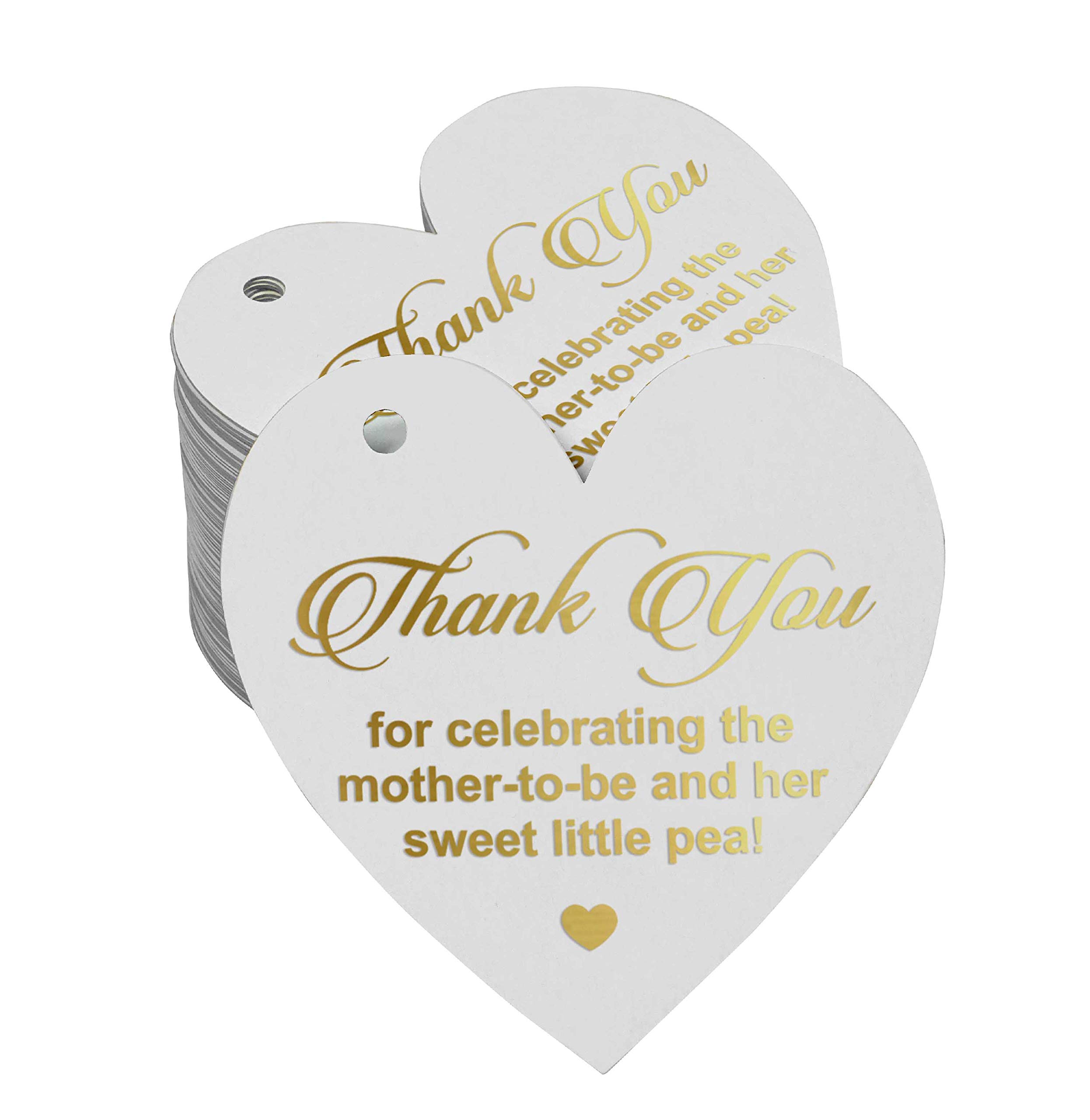 Premium Gold Foil Thank You Tags for Baby Shower Favors - 50pcs Elegant Gift Tags for Celebrating Mom-to-Be - Perfect for Baby Shower Decorations, Party Favors & Special Occasions