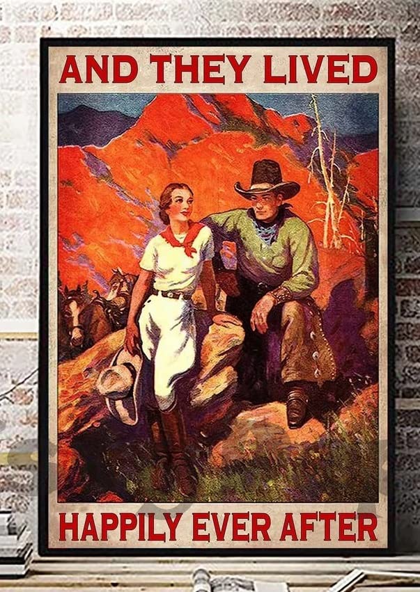 Vintage Love Couple & Horse Poster - Romantic Wall Art Decor for Home, Bedroom, Office - Unframed 24x36 Inch - Perfect for Wedding Gift, Anniversary & Valentine's Day