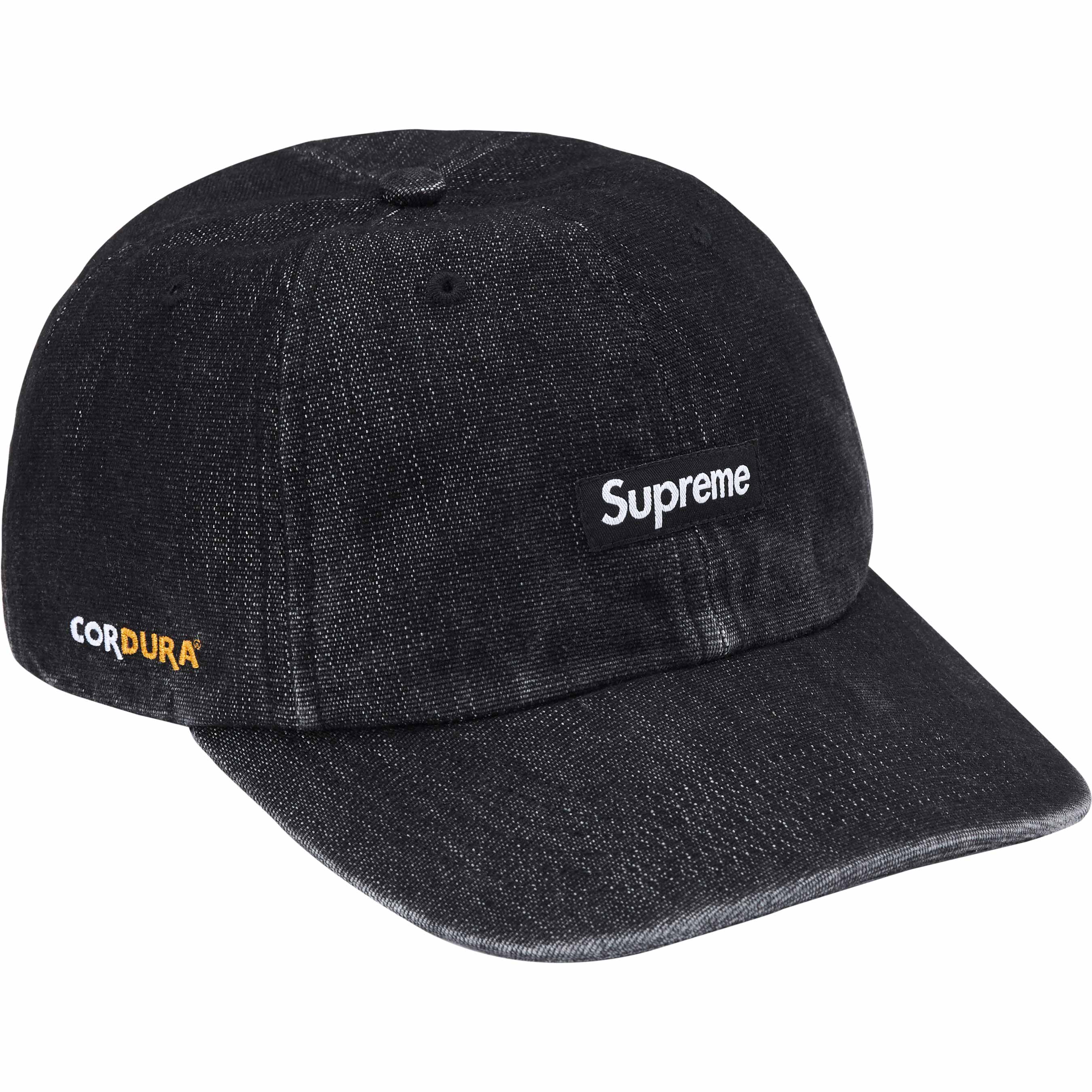 Supreme Cordura® Denim Small Box 6-Panel Cap - Black | Durable & Stylish Baseball Hat for Men & Women | Perfect for Streetwear, Casual Outfits & Outdoor Activities