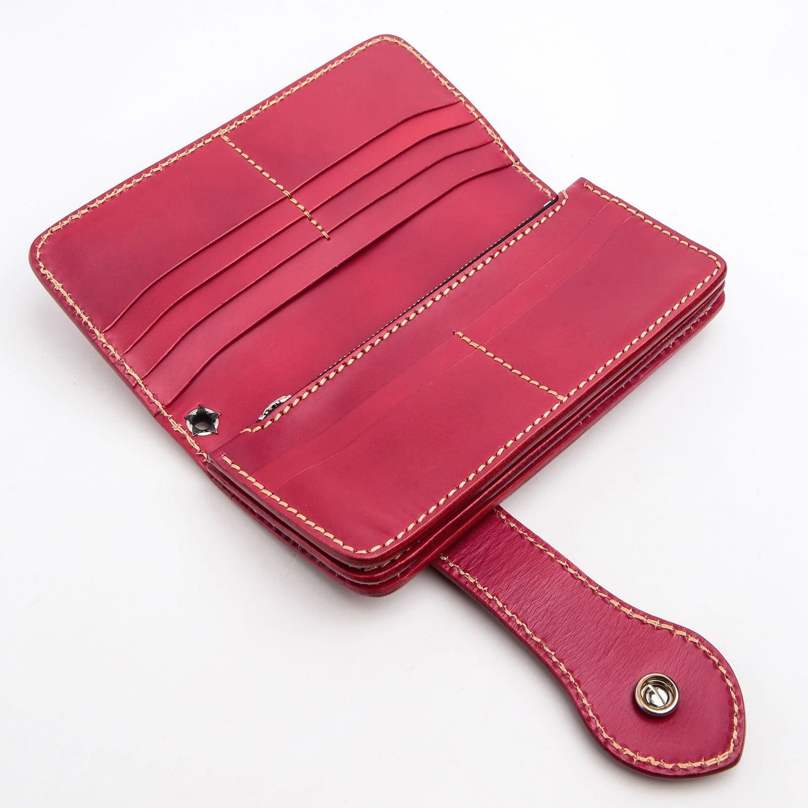 Premium Genuine Red Indian Leather Biker Wallet for Men - Stylish & Durable RFID Blocking Wallet for Motorcycle Riders, Travel & Everyday Use
