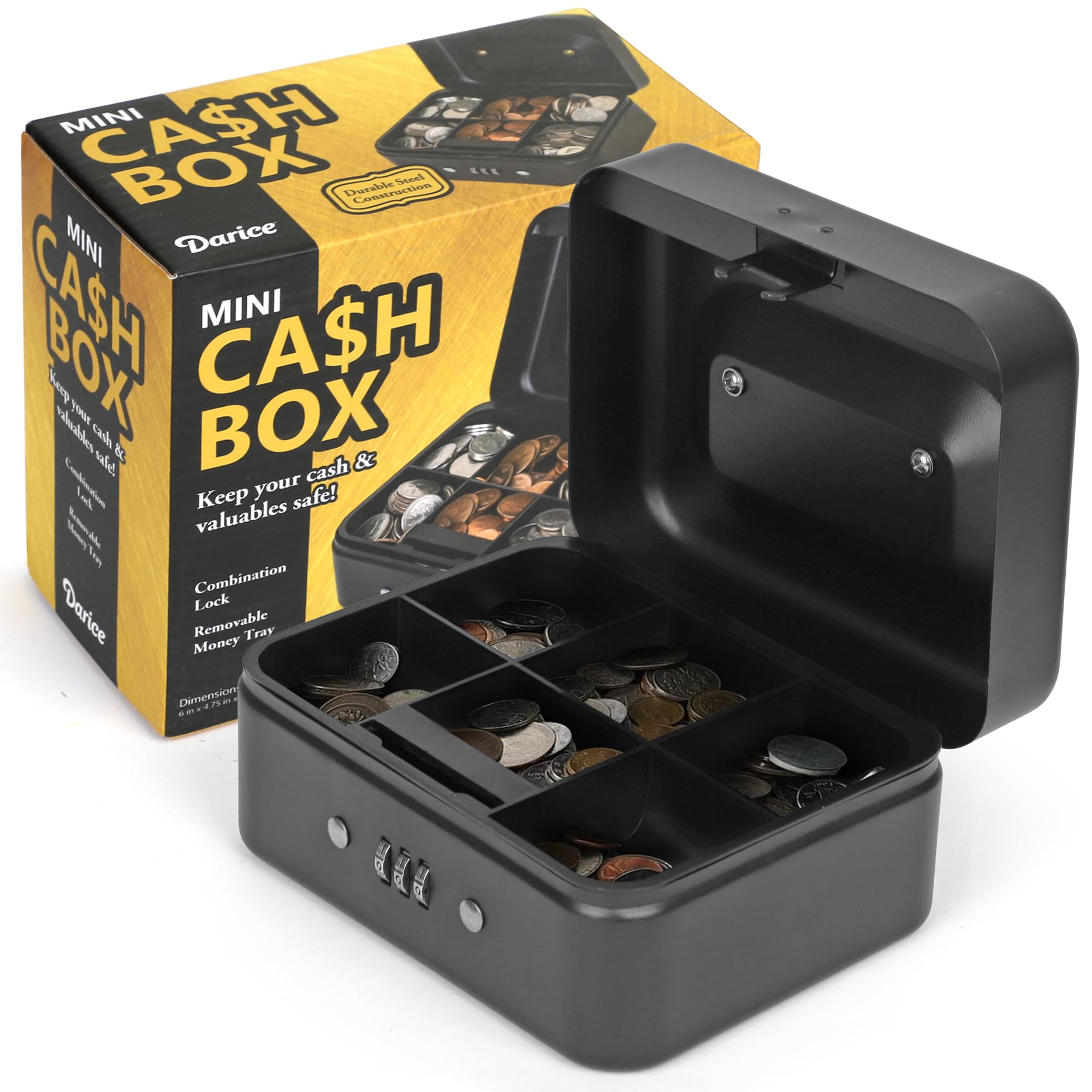 Darice Medium Cash Lock Box with Money Tray & Key Lock - 4.75