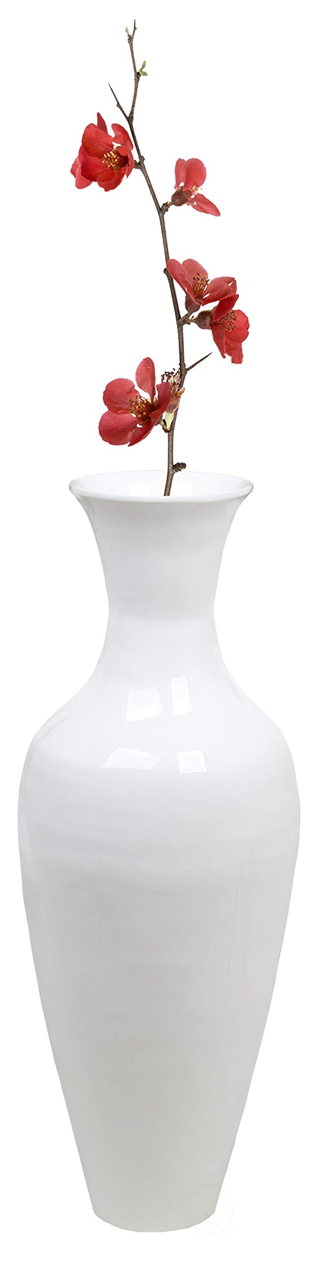 37 Inch Tall Bamboo Floor Vase - Modern Large Flower Holder for Dining Room, Living Room & Entryway - Classic White Home Decor Vase for Wedding, Office & Hotel Decorations