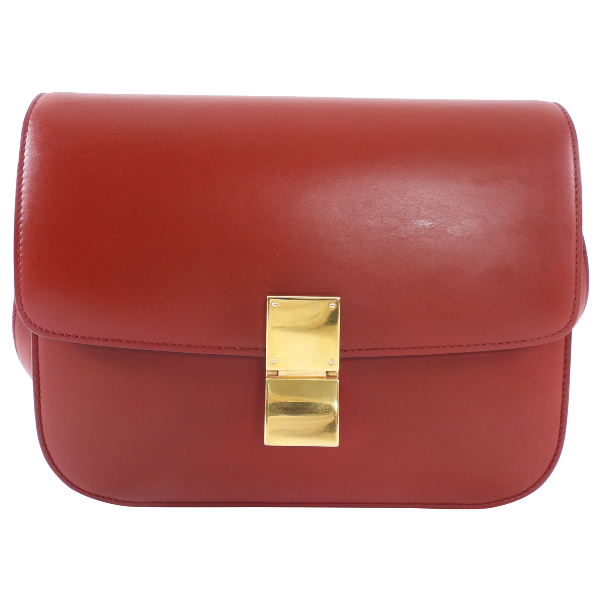 Celine Smooth Red Leather Medium Box Bag - Luxury Handbag for Women, Perfect for Work, Travel & Evening Events
