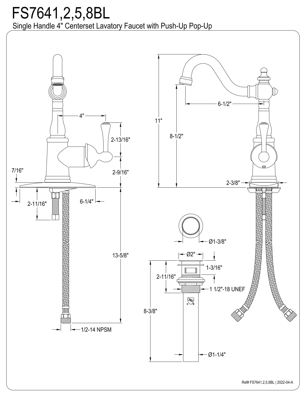 Kingston Brass FS7642BL 6-1/4