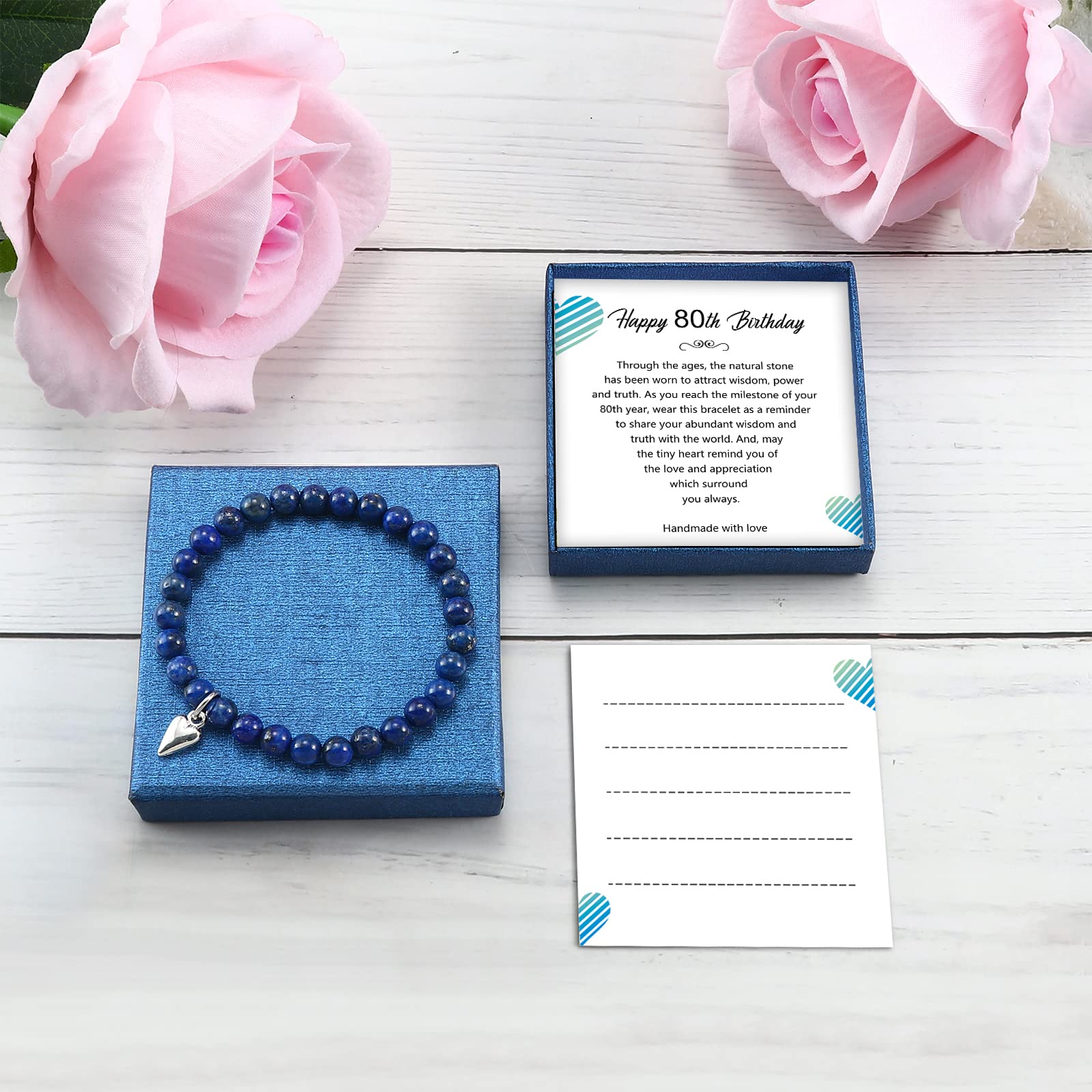 Amethyst Beads Birthday Bracelet for Women - 80th Birthday Gift for Mom, Sister, Wife, Grandmother | Elegant Jewelry for 80 Year Old Women | Perfect for Parties, Anniversaries & Special Occasions