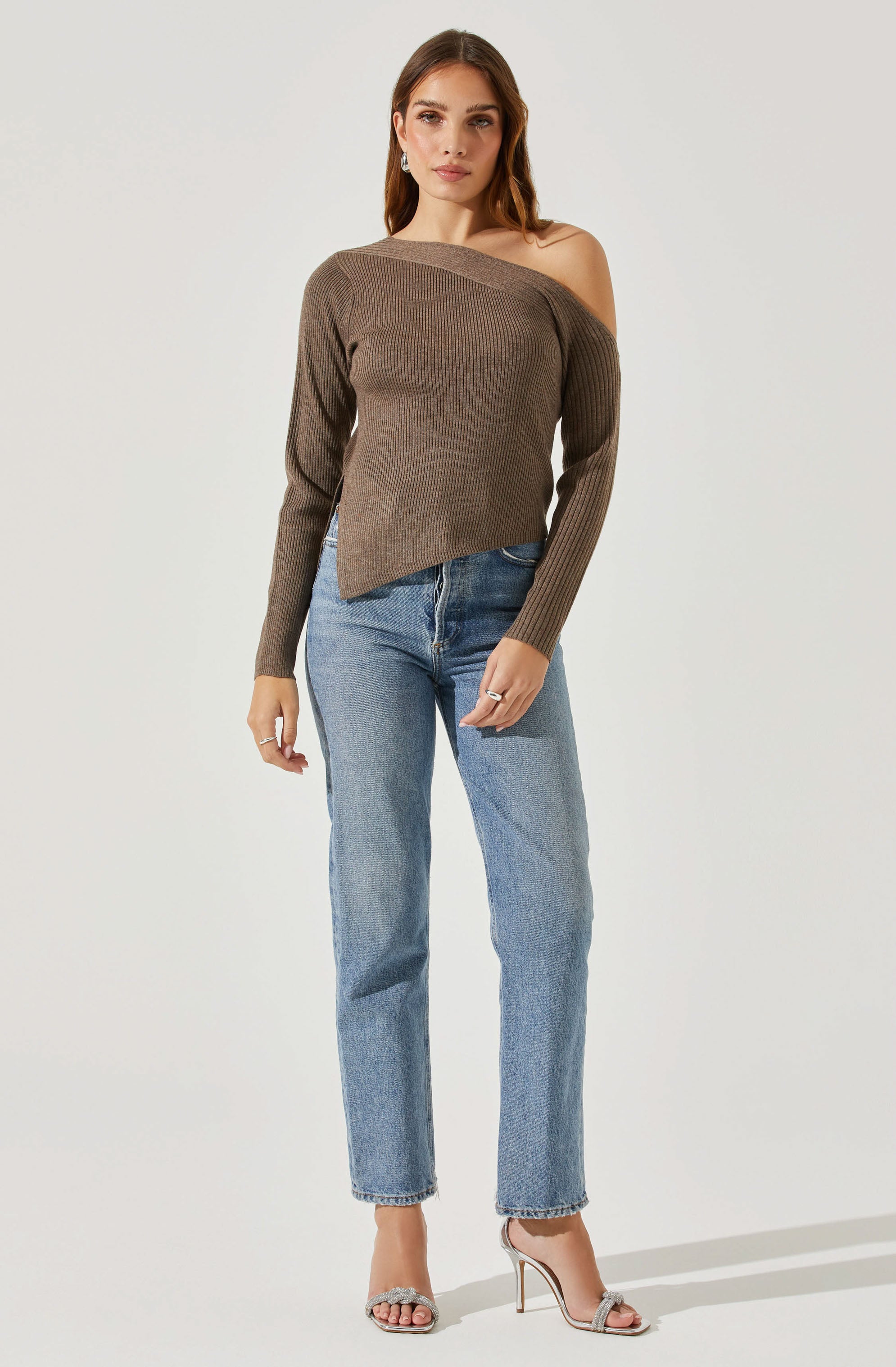 Aldari Off Shoulder Ribbed Sweater for Women - Soft Knit Pullover Top for Casual Wear & Date Nights | Fall Winter Fashion Essential