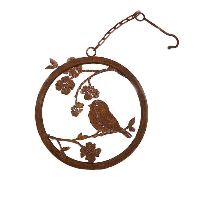Rustic W4275 Chickadee on Dogwood Branch Wreath with Hook - Vintage Garden Art Decor for Porch, Wall, or Outdoor Rustic Home Decor