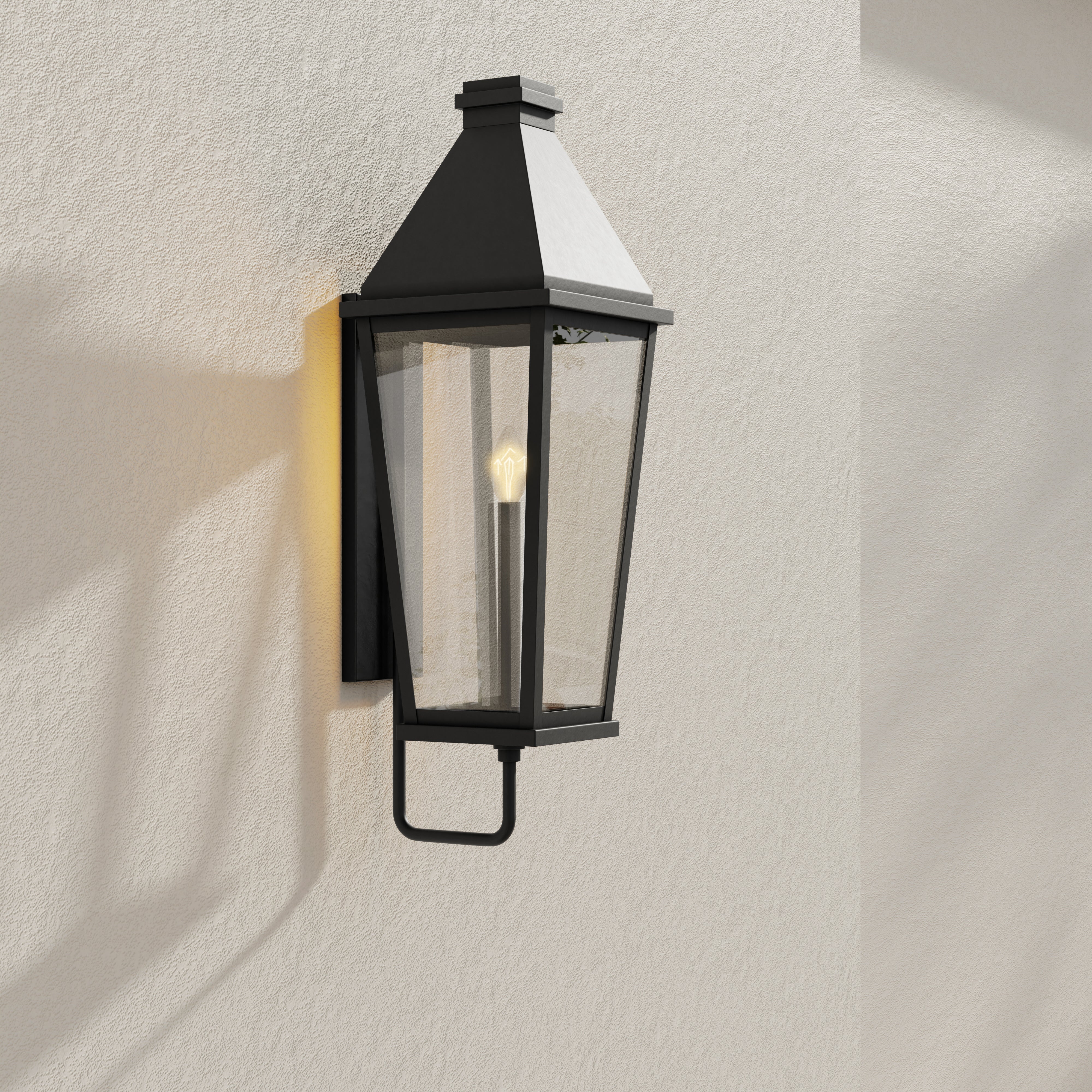 Richmond Hill Collection - Large Clear Glass Outdoor Wall Lantern with One Light - Perfect for Porch, Garden, Patio & Exterior Home Decor