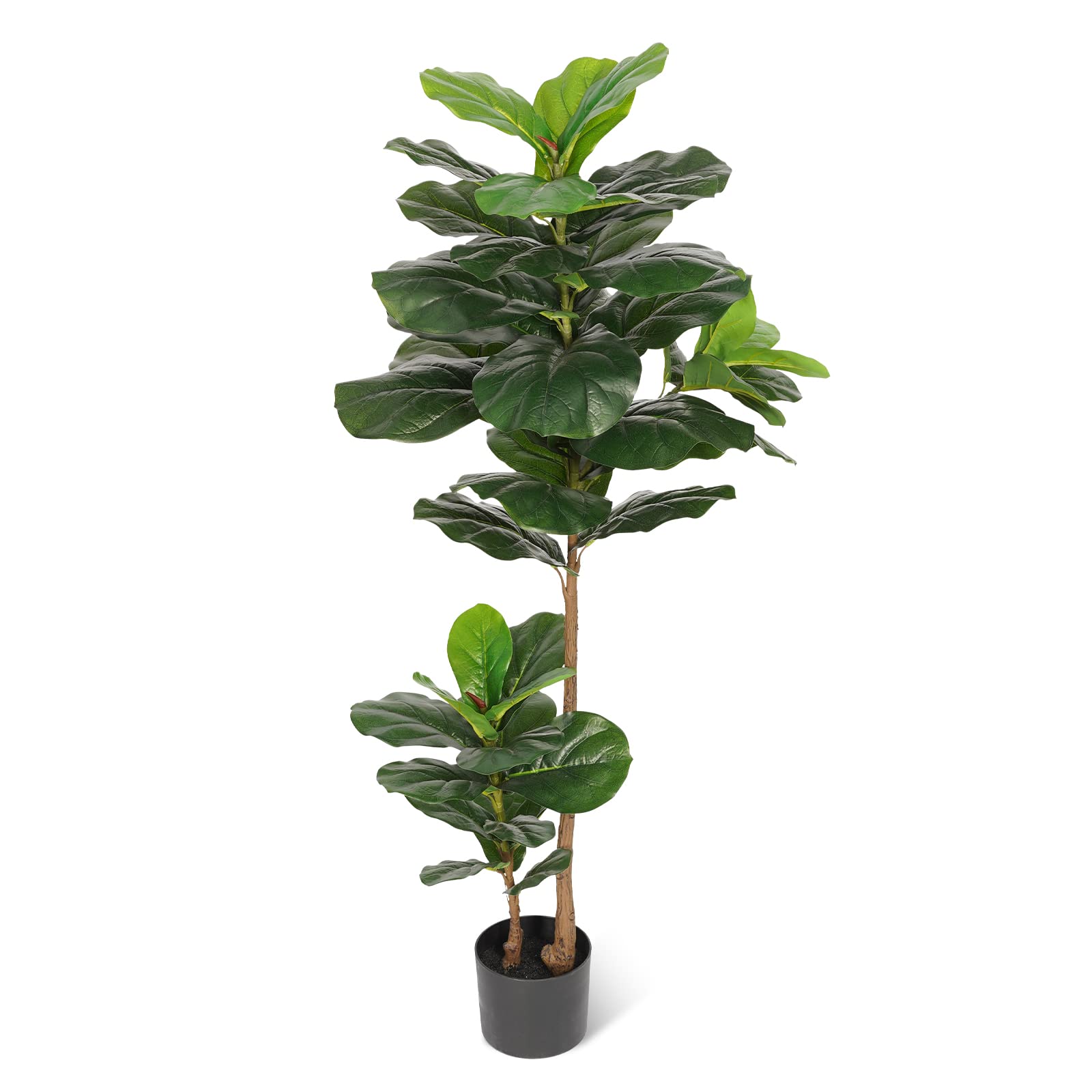 FLOWORLD 4FT Faux Fiddle Leaf Fig Tree in Pot - Realistic Artificial Ficus Lyrata Plant for Home, Office & Indoor Decor - Perfect Housewarming Gift for Living Room, Bedroom, or Outdoor Spaces