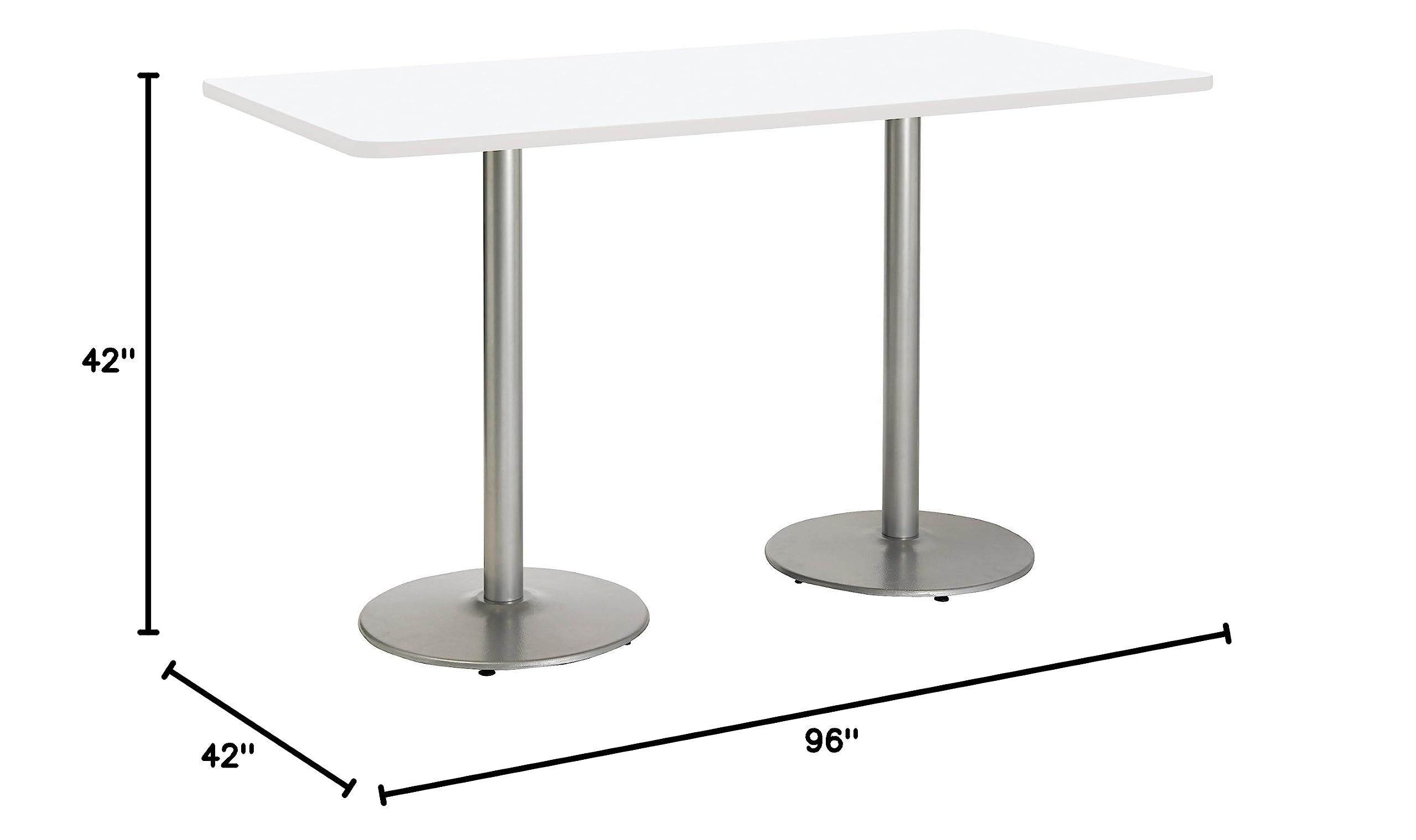 KFI Seating Mode Multipurpose Table - 42 x 96 Inches Large White Workstation - Perfect for Office, Conference Room, Home Office & Study Desk