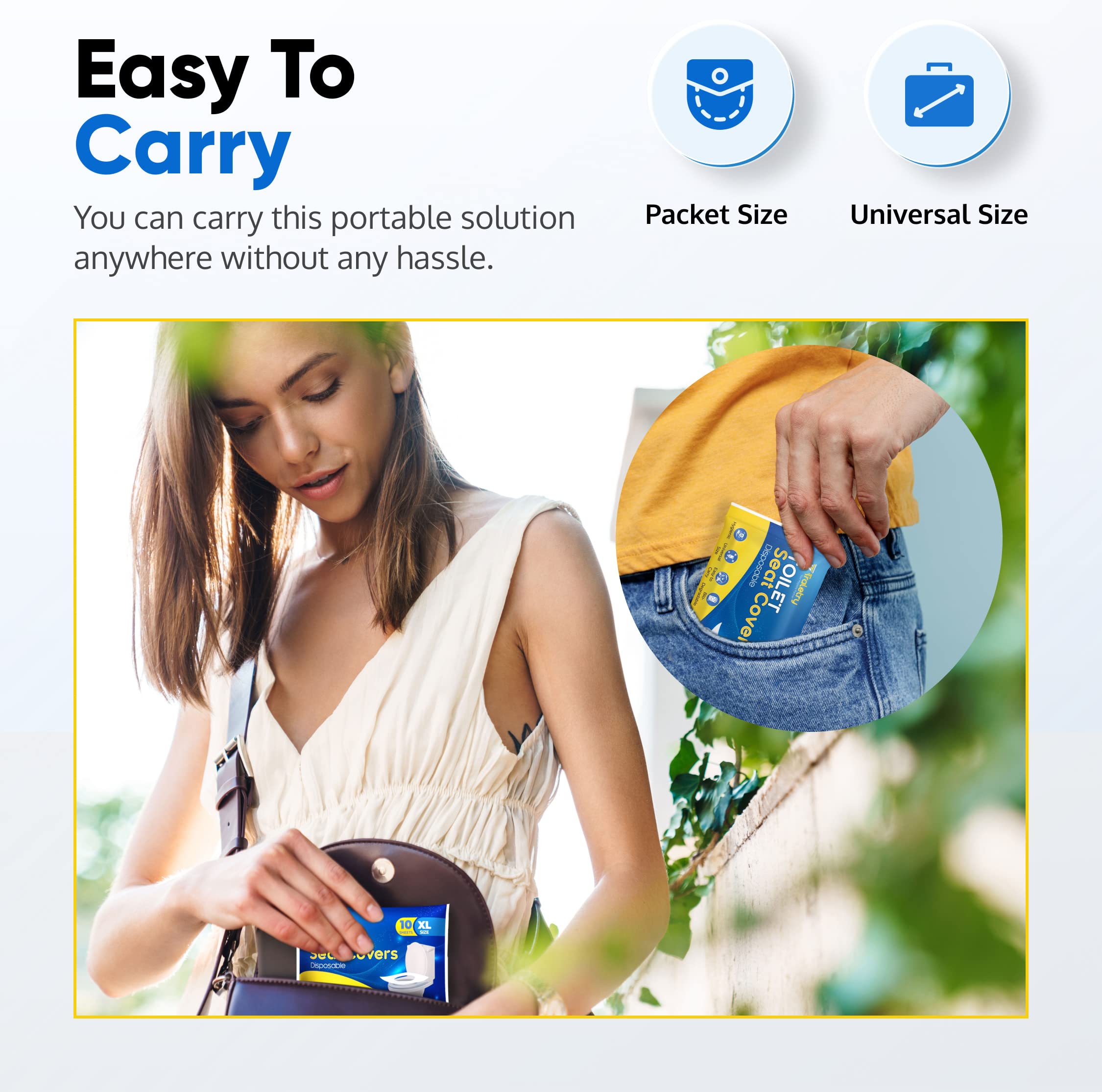 **Disposable Flushable Toilet Seat Covers - Pack of 100 XL Biodegradable Paper Covers for Travel, Camping & Airplane Use - Essential Hygiene Accessories for Kids, Men & Women**    *(Perfect for Public Restrooms, Road Trips, Hotels & Outdoor Adventures)*