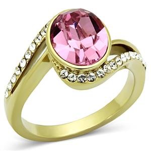 14K Gold Pink Rose Crystal Engagement Ring for Women - Elegant Wedding, Proposal & Anniversary Jewelry Gift
