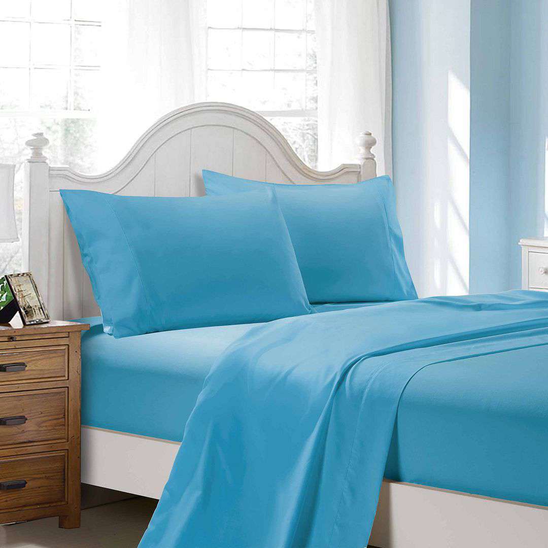 1000TC Ultra Soft Super King Size Bed Sheet Set - Light Blue Flat & Fitted Sheets for Luxurious Comfort | Perfect for Master Bedrooms, Guest Rooms & Hotel Accommodations