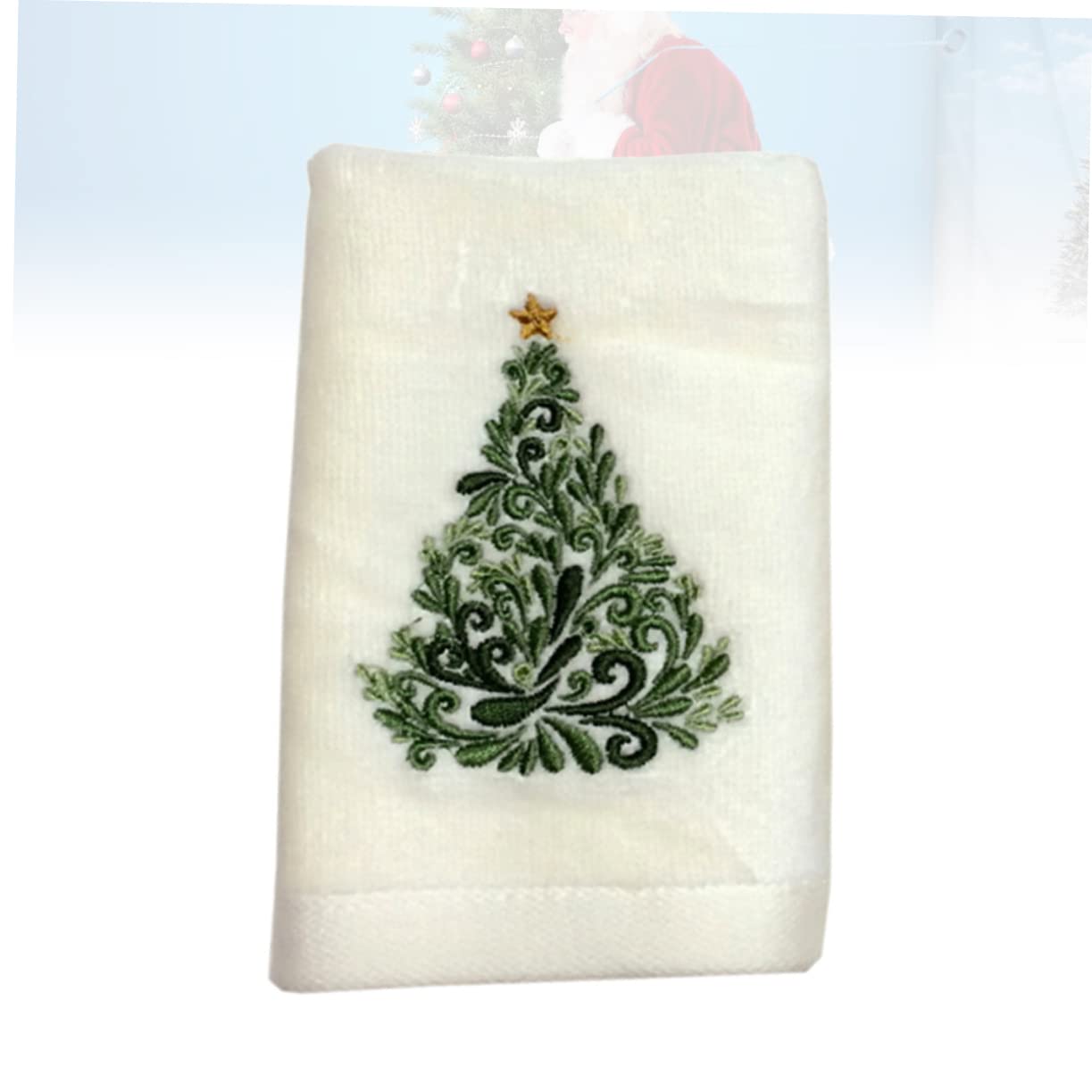 Christmas Tree Pattern Face Towels | Xmas Bath Towels | Embroidered Cotton Washcloths for Facial Cleaning | Soft & Absorbent for Holiday Bathroom Decor, Spa & Gift Giving