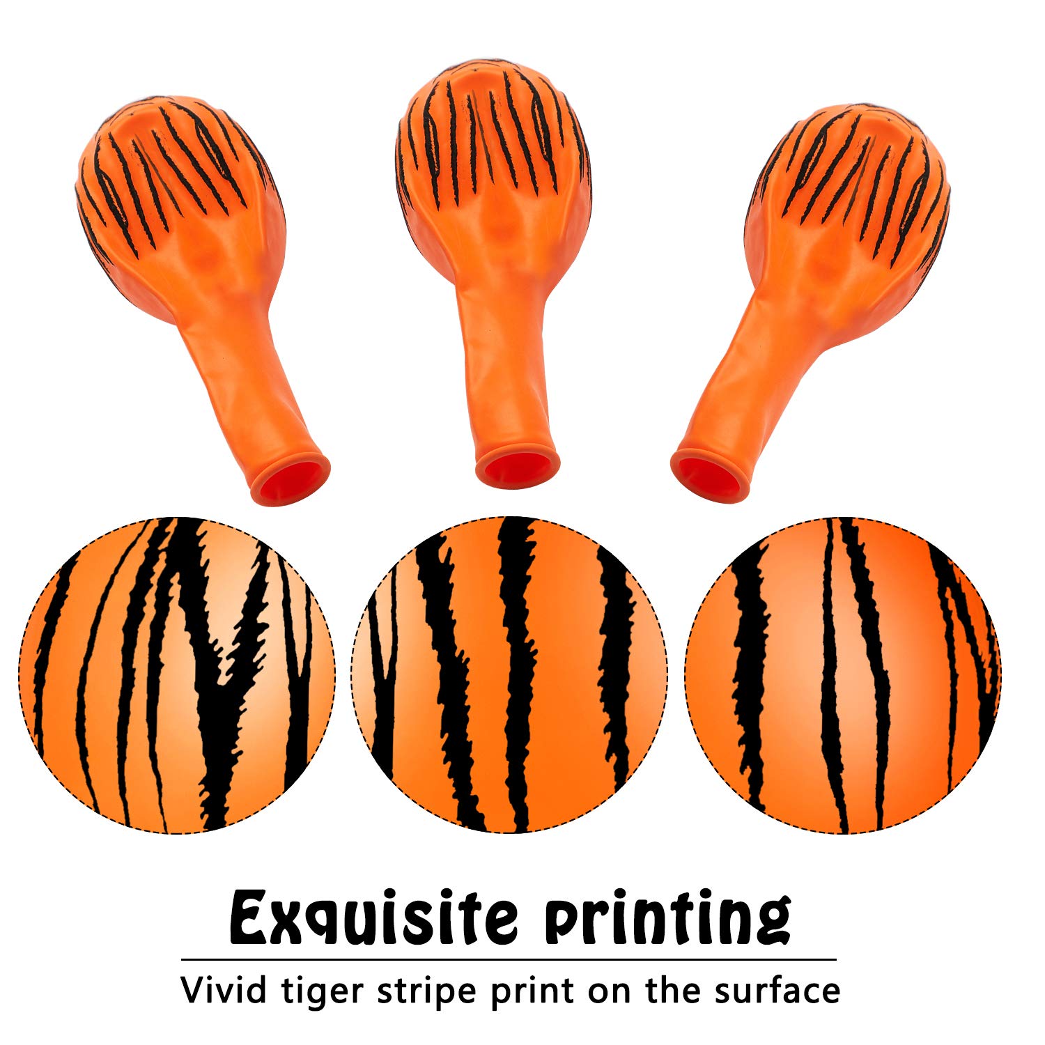 40-Piece Tiger Print Balloons - Jungle Animal Striped Balloons for Safari, Zoo & Jungle Birthday Party Decorations - Perfect for Animal Theme Parties, Baby Showers & Wild One Celebrations