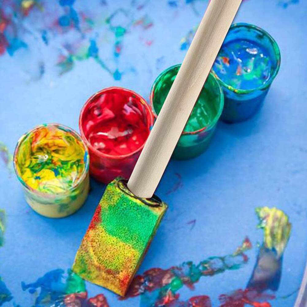 12-Piece 1 Inch Foam Paint Brush Set with Wooden Handle - Sponge Brushes for Acrylics, Stains, Varnishes & Crafts - Perfect for DIY Projects, Home Decor & Wood Staining