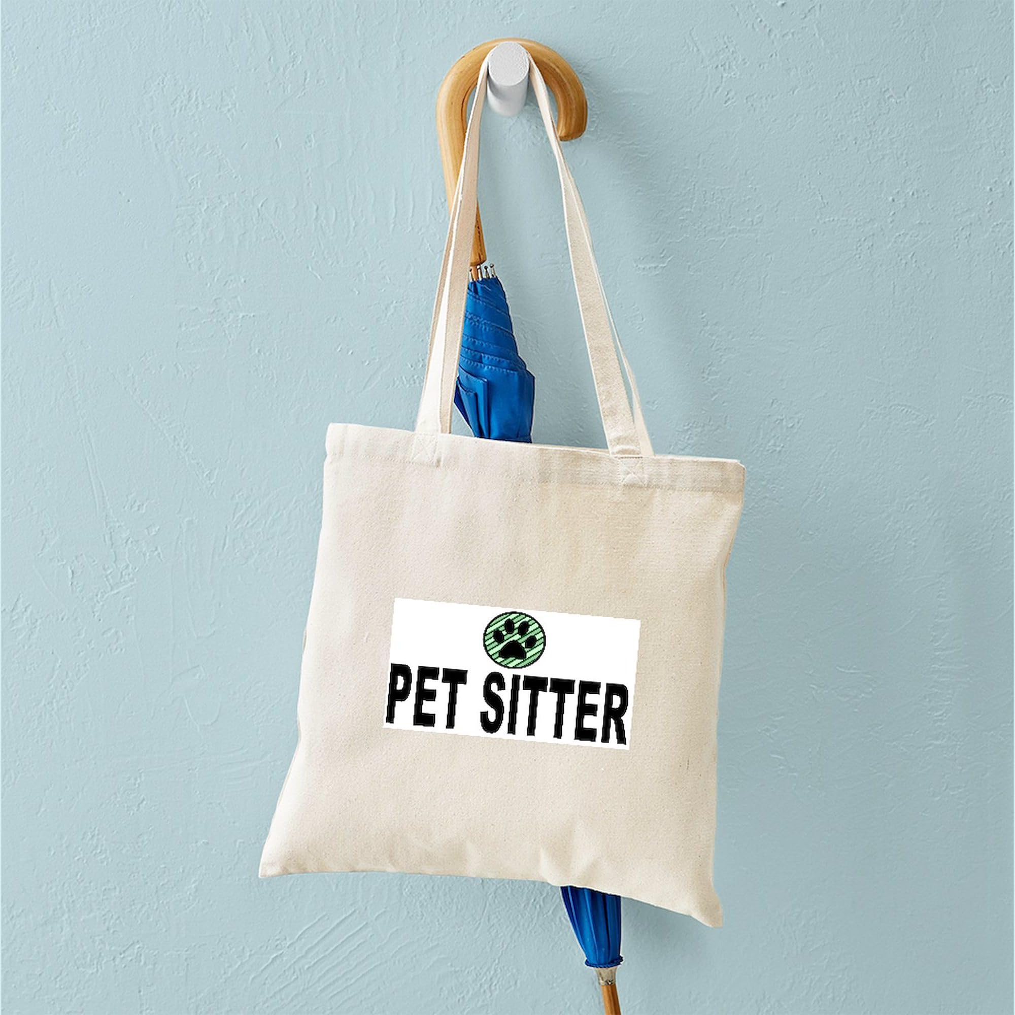 Pet Sitter Green Stripes Canvas Tote Bag - Eco-Friendly Reusable Shopping Bag for Dog Walkers & Cat Lovers - Perfect for Groceries, Beach Trips & Daily Errands