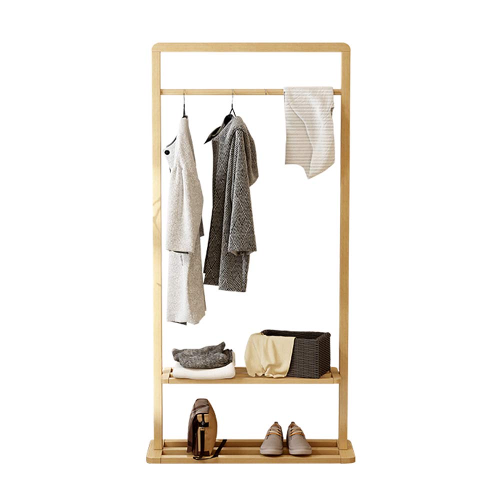 Zhirong Solid Wood Coat Rack - Multifunctional Entryway Shelf & Shoe Organizer for Living Room, Bedroom, Hallway - Natural Wood Color - Perfect for Small Spaces & Apartment Decor (8430166CM)